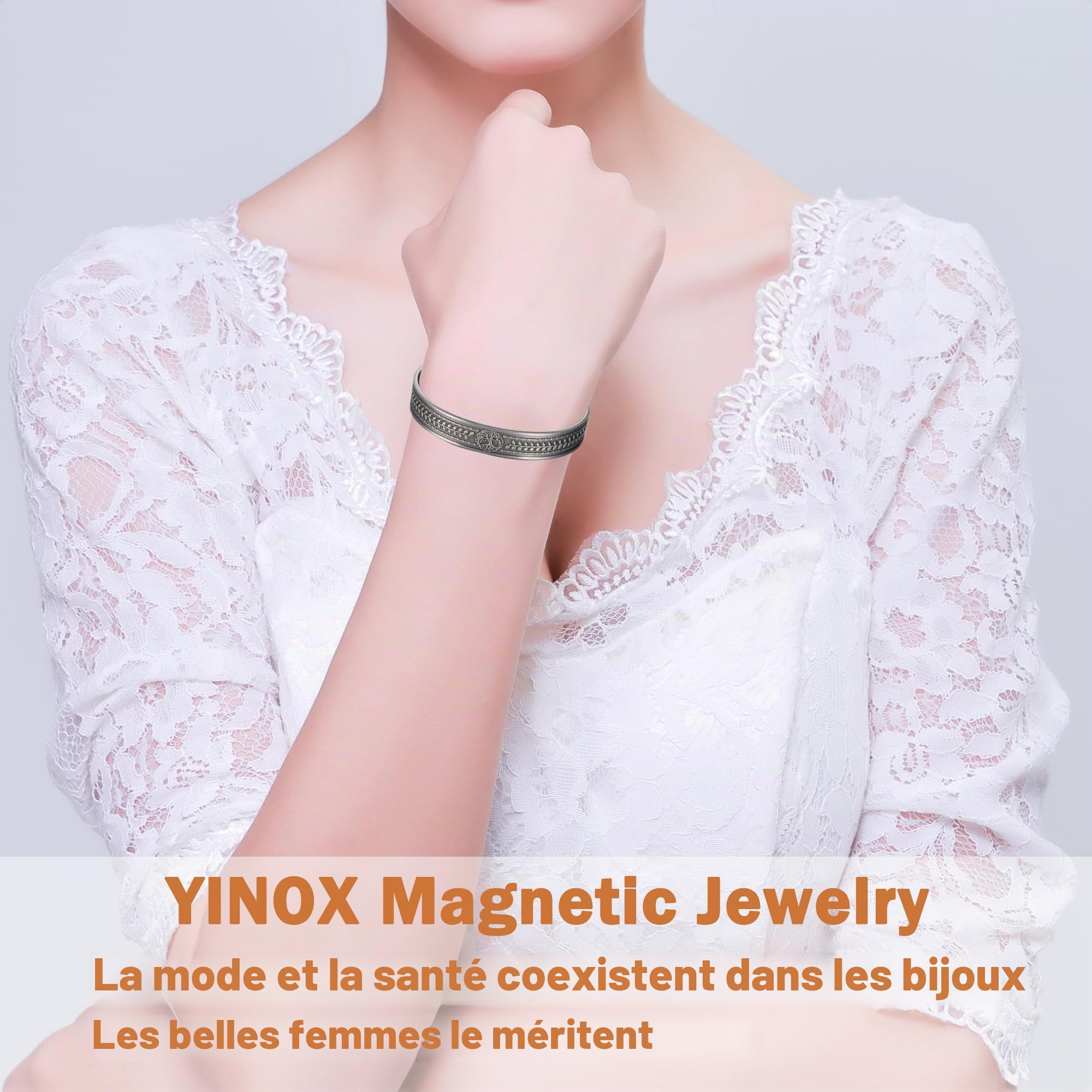 YINOX Bracelet magnétique en cuivre super puissant pour homme et femme, bracelet classique rétro en cuivre avec 8 aimants NdFeB surdimensionnés et boîte cadeau de qualité supérieure (16,5 cm)