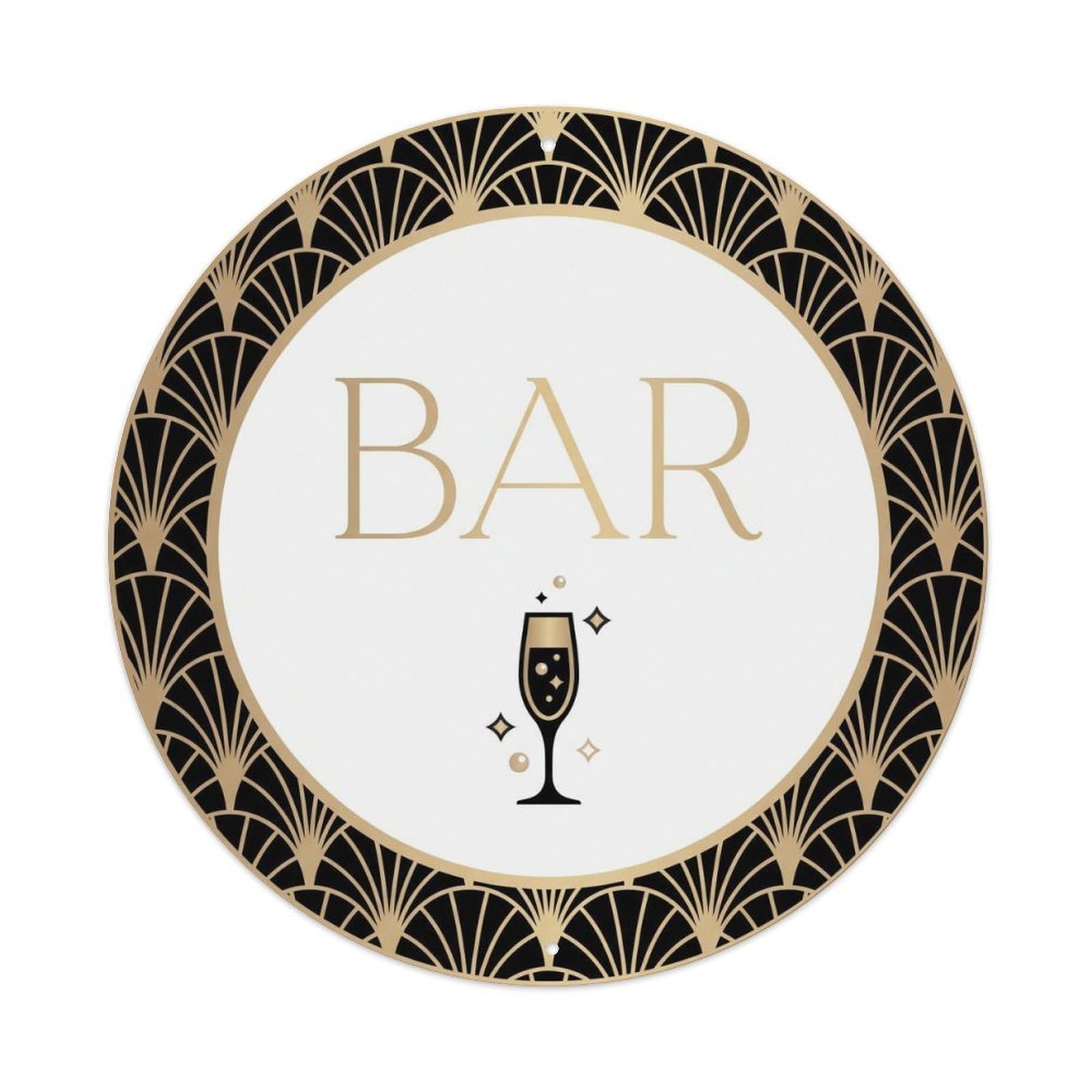 BAR Elegant Cocktail Shield Metal Tin Sign Plaque Wall Decor for Cafe, Club Bar, Office, Home Garden Round Metal Poster 8x8Inch