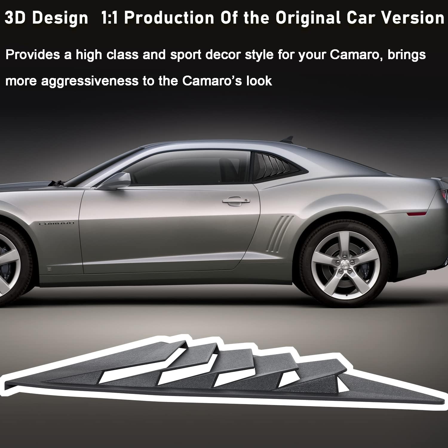Side Window Louvers Matte Black Compatible with Chevrolet Chevy Camaro 2010 2011 2012 2013 2014 2015 Left Right 2PCS Windshield Sun Shade Cover Lambo Style