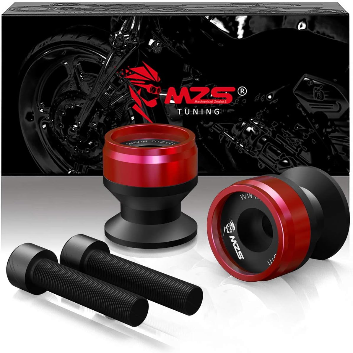 MZS6MM Swingarm Spools Sliders Stand CNC Universal M6 Red Compatible with YZF R1 R3 R6 R6S YZF600R FZ1 FZ6 FZ6R FZ8 FJ09 FZ09 FZ10 MT09 MT10 XSR900 FJR1300 XTZ1200 RSV4 821 899 959