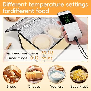 Bread Proofer with Heater, Dough Proofer with Temperature Probe and Window, Proofing Box with Timer and Temperature Control, Sourdough Starter Kit, Pizza Making Accessories