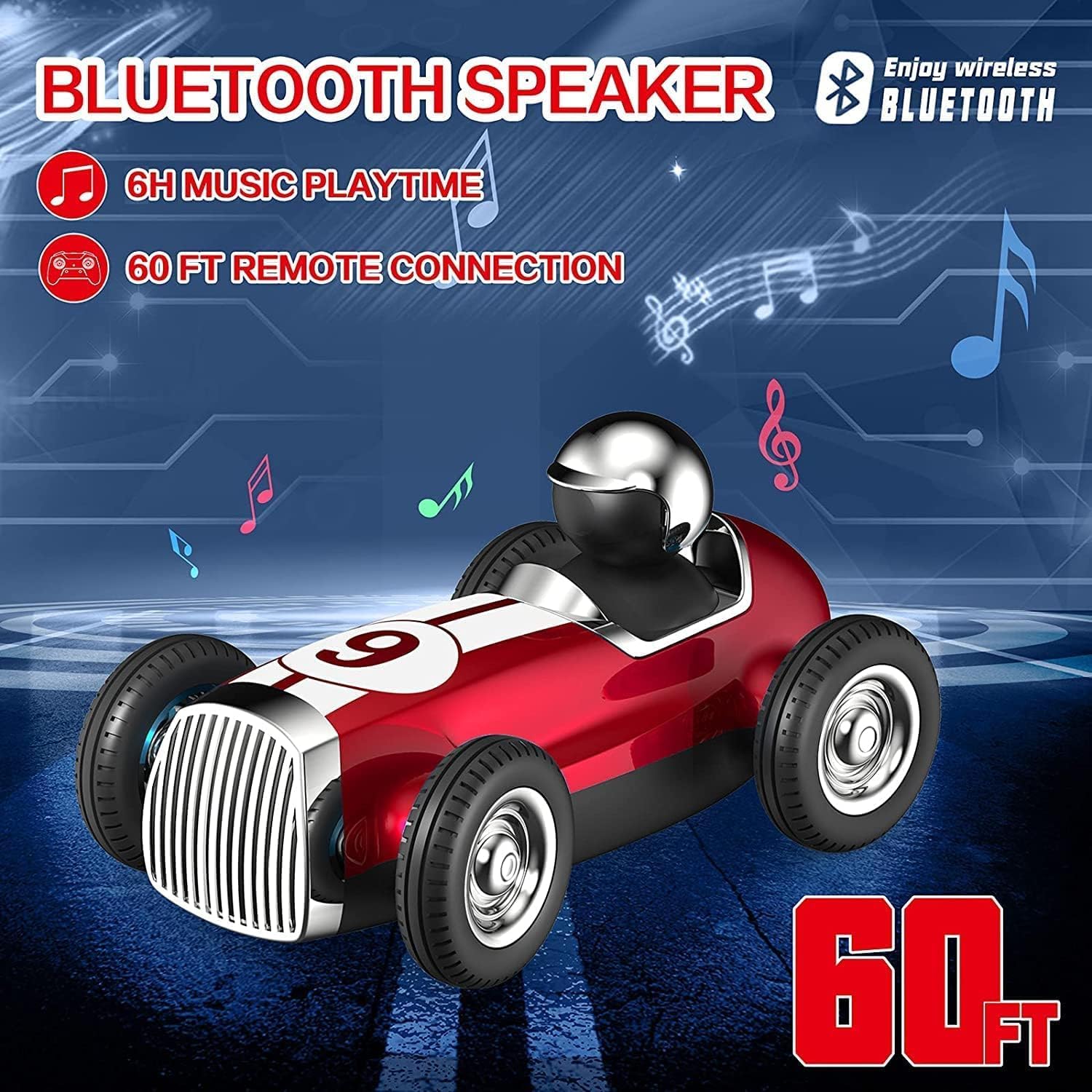 Net Nest RC Cars with Wireless Bluetooth Speakers - Outdoor Indoor Powerful Portable Speaker, Remote Control Car Truck for Boys Girls Kids Adults, 2.4GHz Rechargeable Music RC Truck for Kids 4