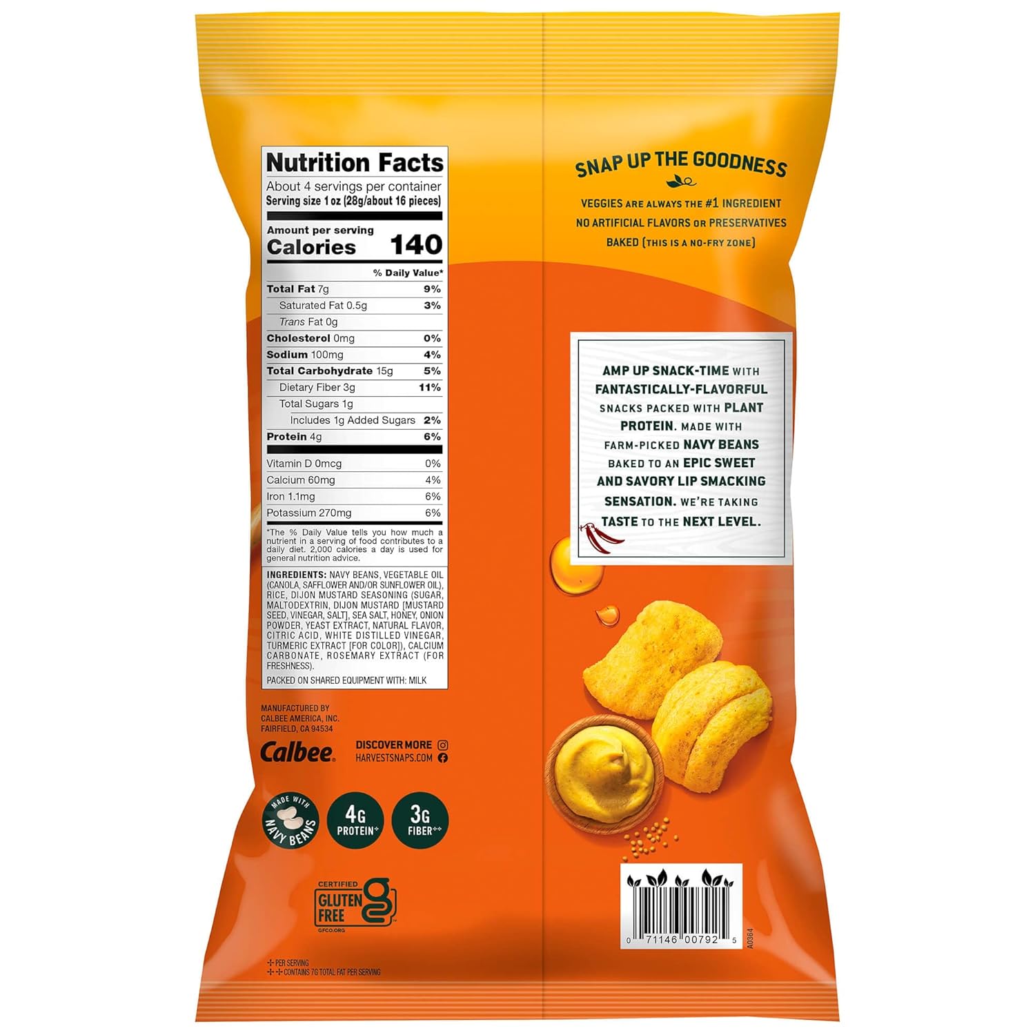Harvest Snaps (Honey Dijon Crunchy Puffs, 8 Snack Packs) 4.2 ounces