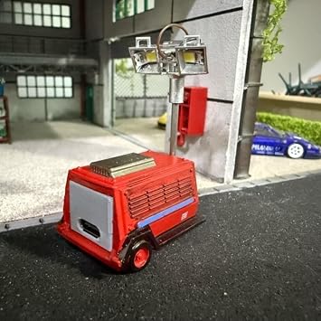 1/64 Scale Diorama Diecast Car Garage Workshop Scene Display City Street Mobile Light Machine Model Set Toys Red