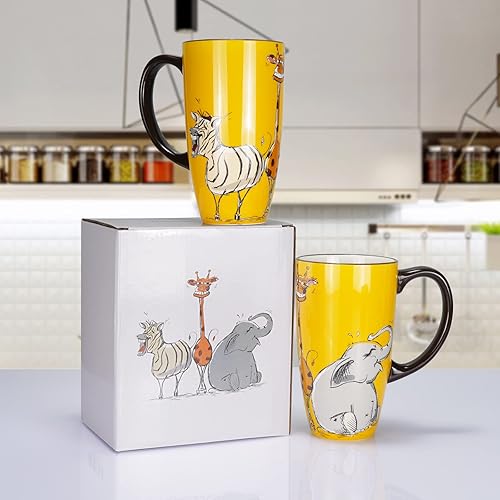 Miniatura 3 de Taza de café de cerámica de porcelana novedosa taza de elefante para amantes de los animales, taza de té grande de 20 onzas, regalos de cumpleaños