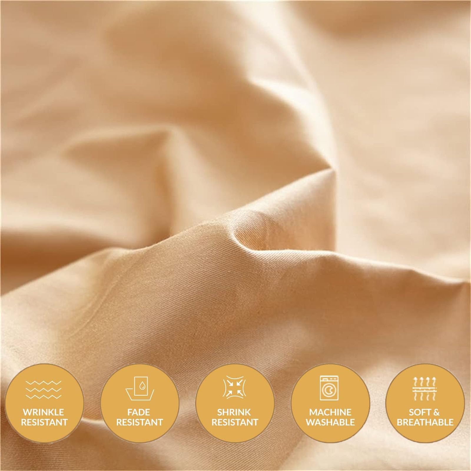 FANSU Hoeslaken Katoen voor Eenpersoonskamer Super King, Zacht Rond Bed Hoeslaken Wasbaar Gemakkelijk Te Onderhouden Voor Thema Hotel (Light Curry, Diameter 200 cm