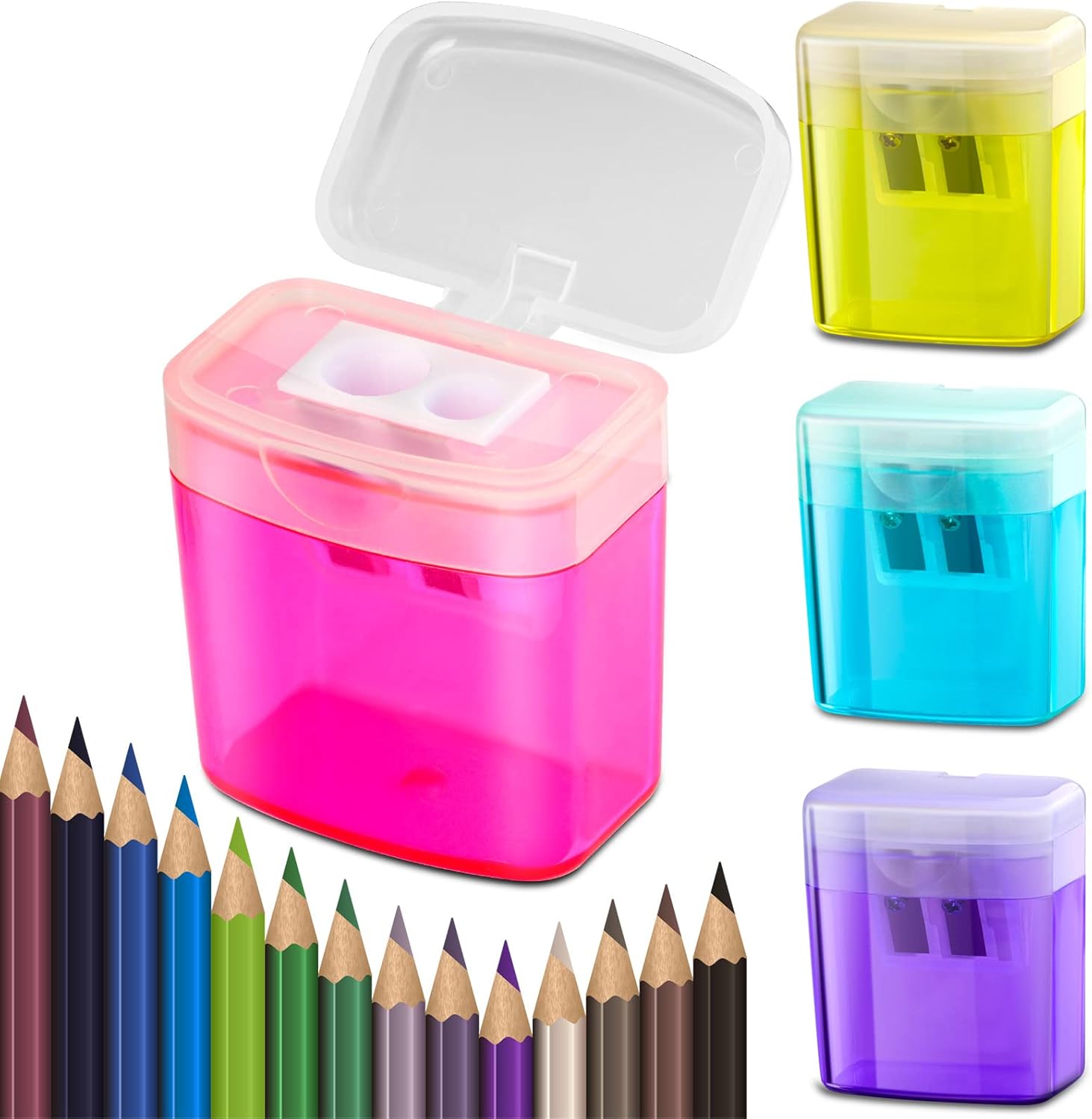 Sharpener Handheld Big Size Pencil Sharpener with Container Dual Hole