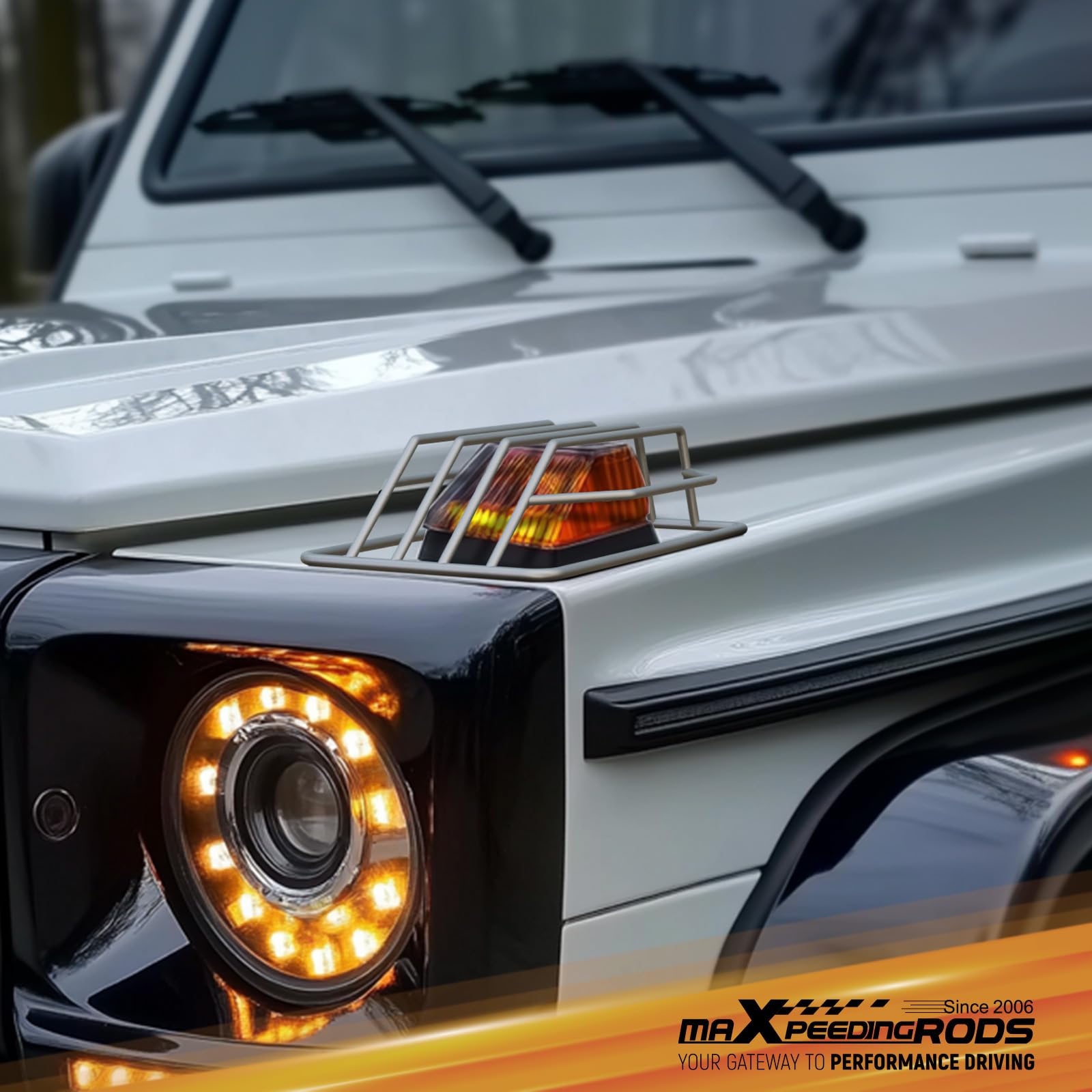 maXpeedingrods 2 rejillas de protección de intermitentes de acero Acero para Mercedes-Benz Clase G W460 W461 W463 Front Blinker Protección Cubierta