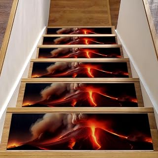 Volcano Stair Treads for Wooden Steps Indoor, 15 Pack 8" X 30" Non Slip Carpet Stair Treads, Suitable for Kids Elders and Dogs, Surface Polyester TPE Backing Stair Runner Rugs