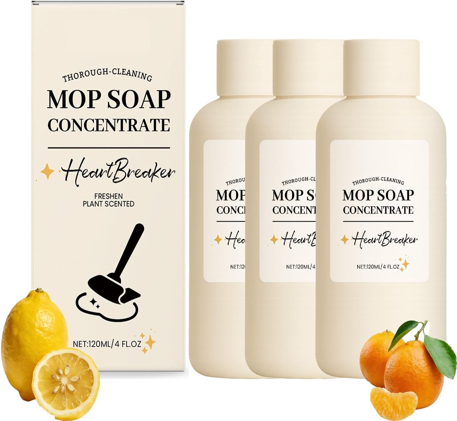 Highly Scented Mop Soap, 2026 New 120ml Multipurpose Floor Cleaner - Quick-Dry, Residue-Free & Extends Floor Lifespan, Residue Free Surface Cleaners for Wood, Tile, Marble Floors (3Pcs)