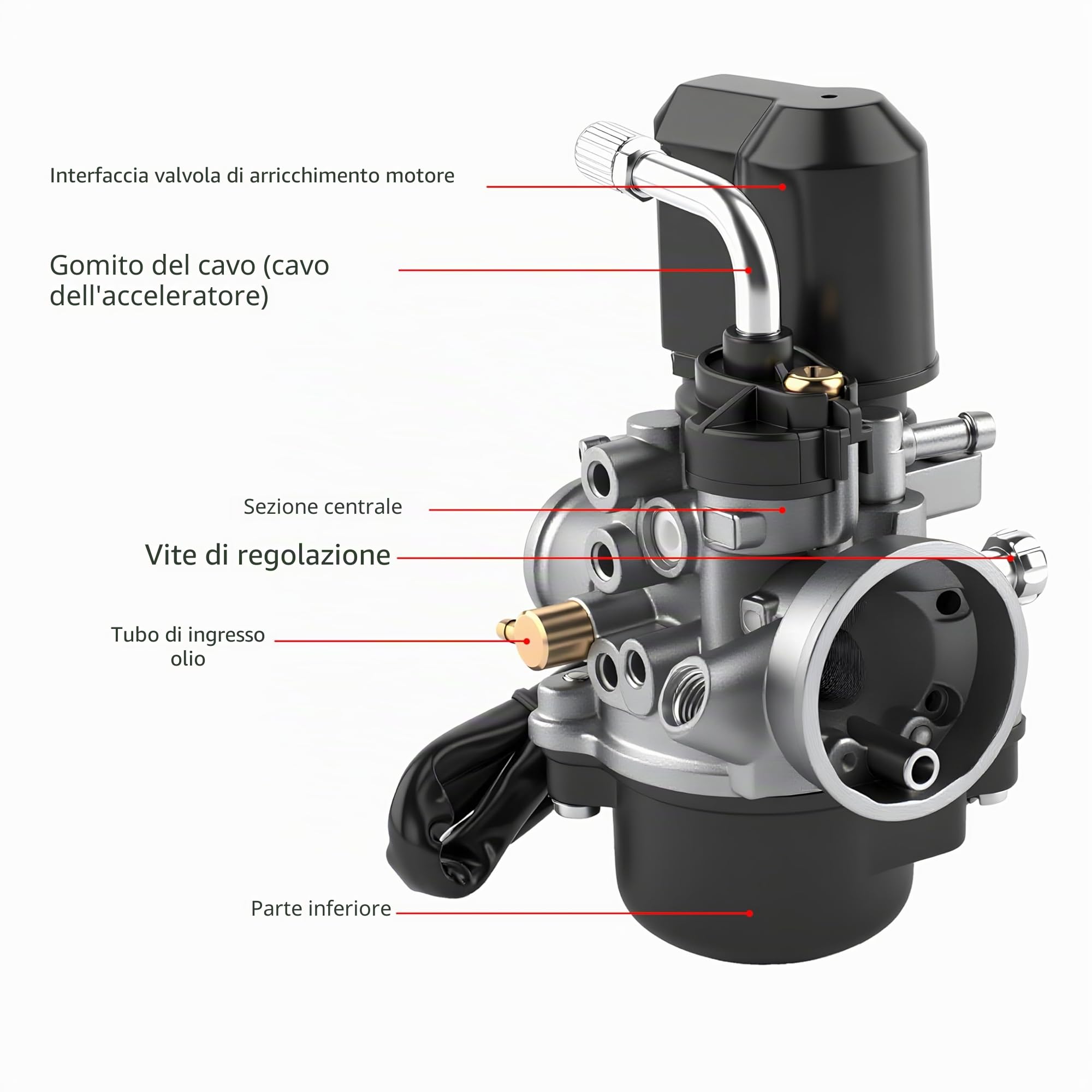 carburatore di ricambio da 17,5 mm, con passaggio da 17,5 mm, per la maggior parte degli scooter da 50 cc