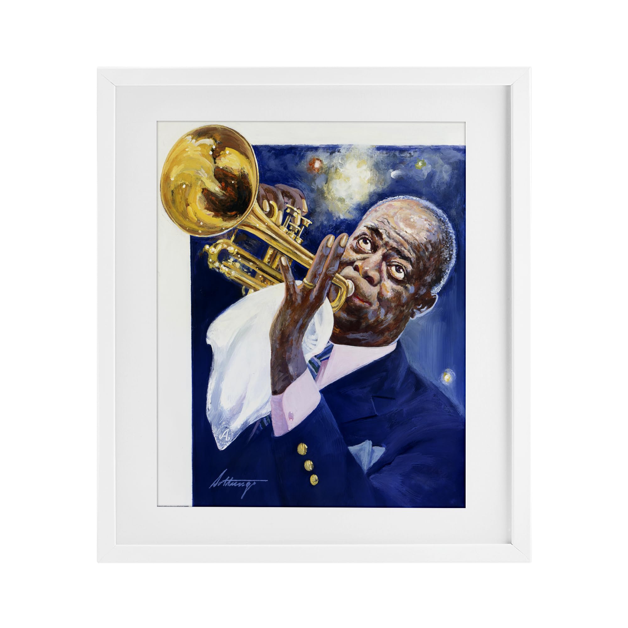 'Louis Armstrong Portrait'| Framed Print Under Glass