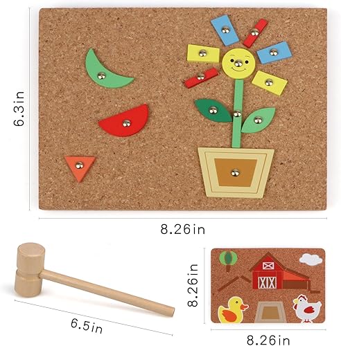 Miniatura 6 de Tap Games Juguetes, juguete de martilleo de madera, juego de martillo y clavos para niños mayores de 3 años, rompecabezas de bloques de madera con