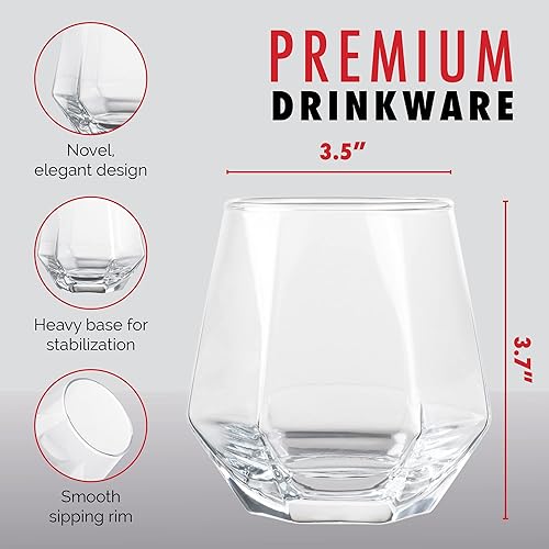Miniatura 3 de Vasos de whisky de diamante, juego de 6 copas de vino sin tallo, diseño geométrico inclinado, vasos de whisky rodantes, copa con forma de diamante,