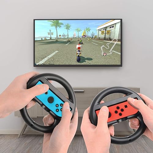 Miniatura 7 de Beastron Racing Games Steering Wheel compatible with Switch Mario Kart Joy-Con Steering Wheel Black 2 Pack