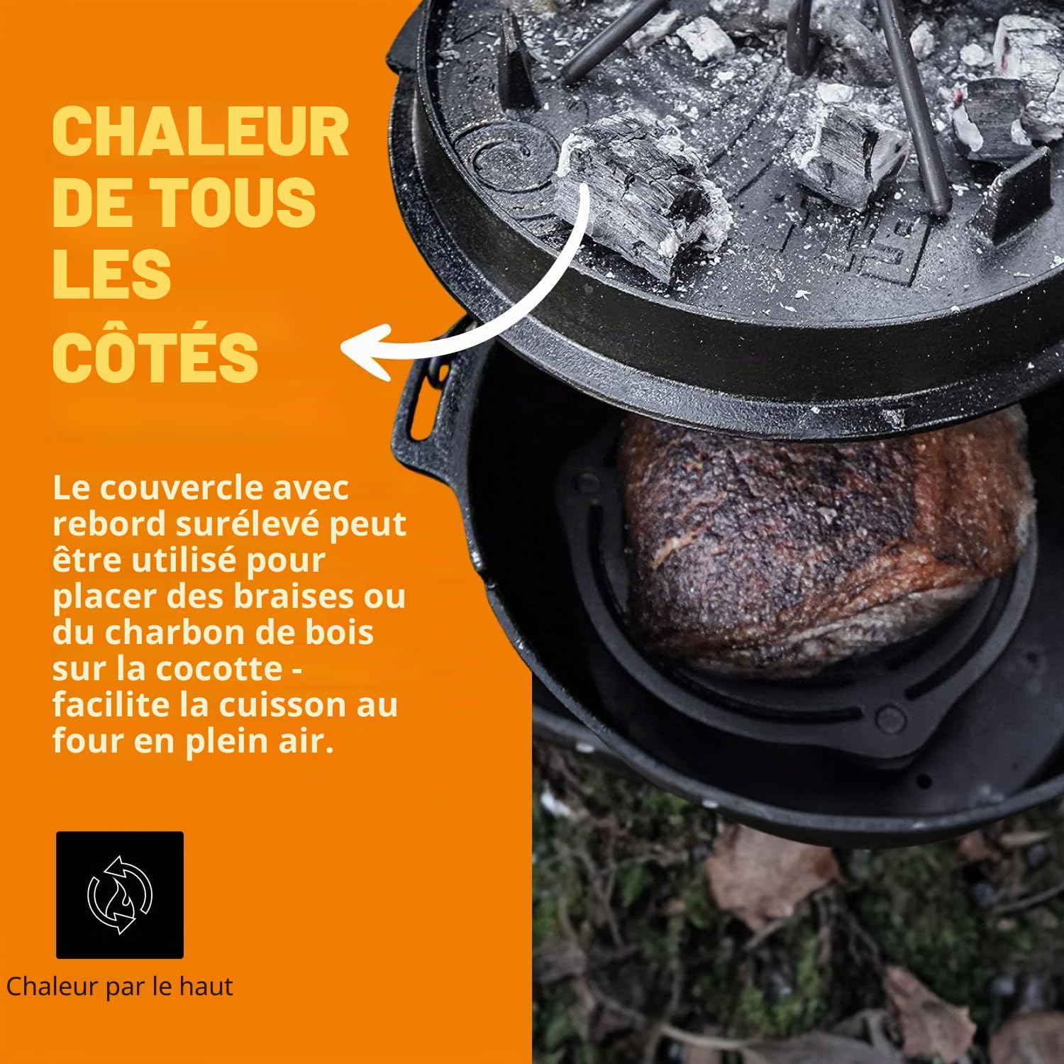 Petromax Faitout ft6 - Dutch Oven en fonte pour la cuisson et la pâtisserie - avec couvercle, anse et fond plat - plats pour 4 à 8 personnes - 5,5 l