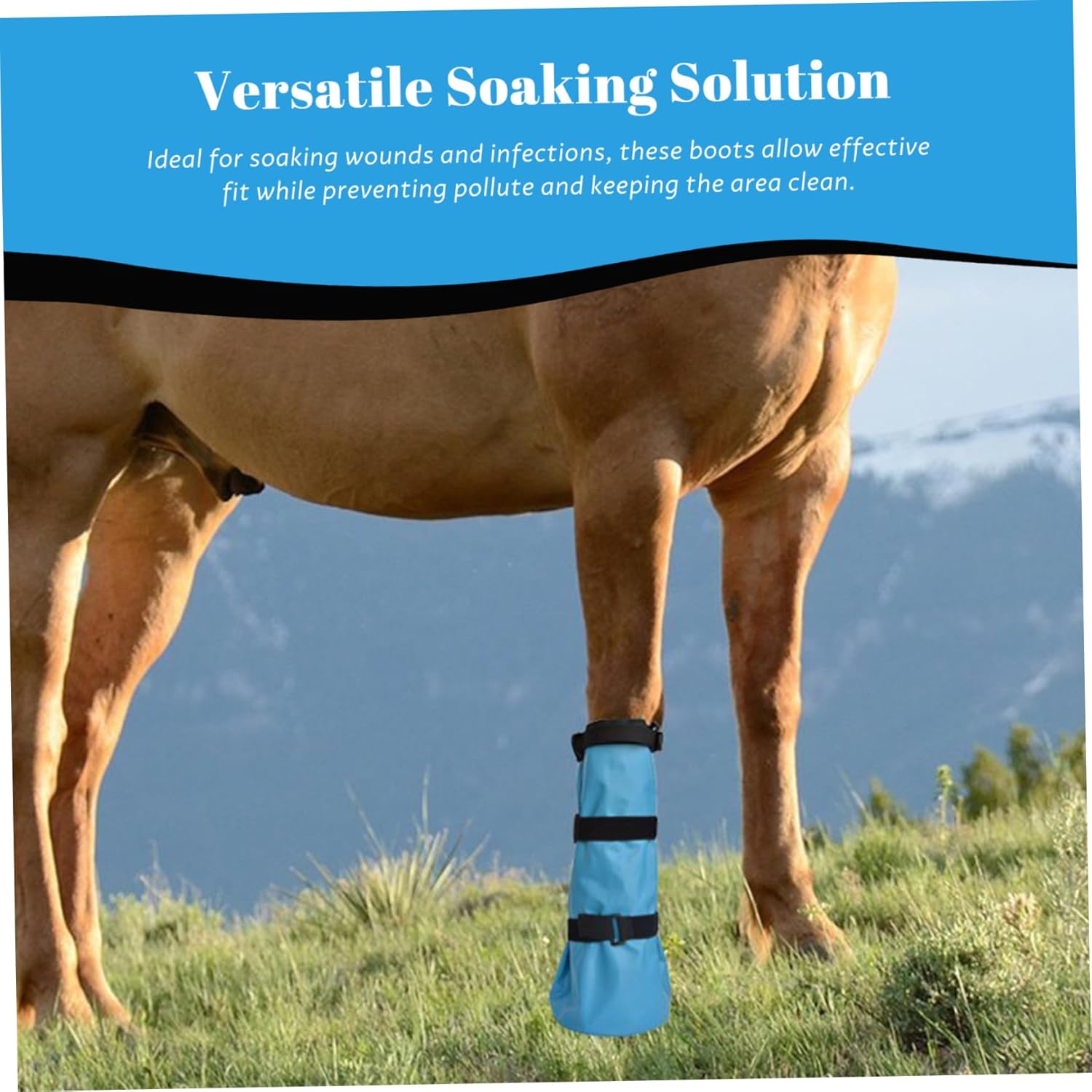 2PCS Horse Boots Reusable PVC Hoof Shoes with Adjustable Strap for Ice Soaking Wounds Infections Protective Horse Ice Boots 20x8in, Blue