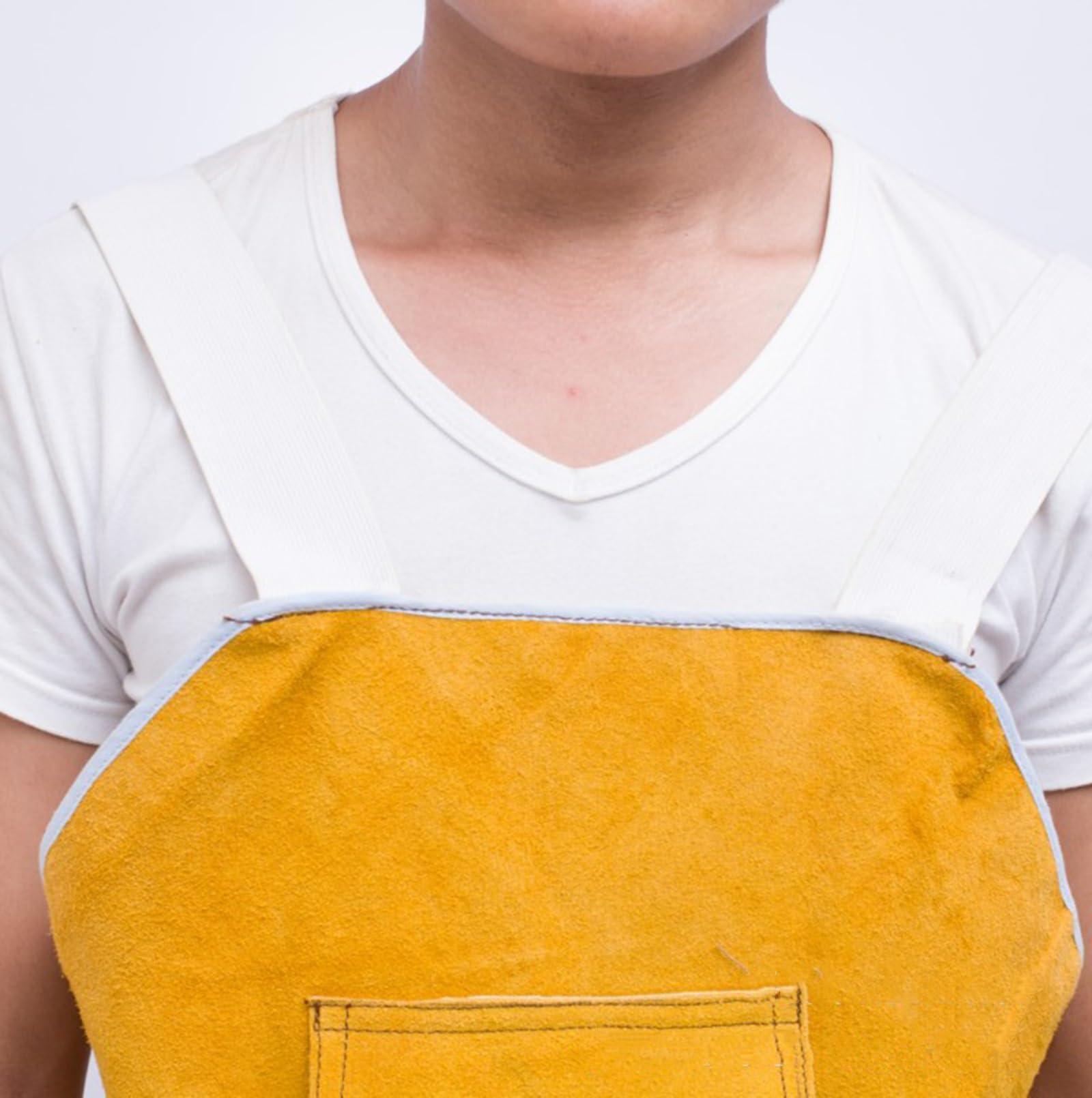 Delantal de Cuero para soldar con Pierna Dividida para Hombre, protección de piernas de Seguridad Resistente con Bolsillos para Herramientas.