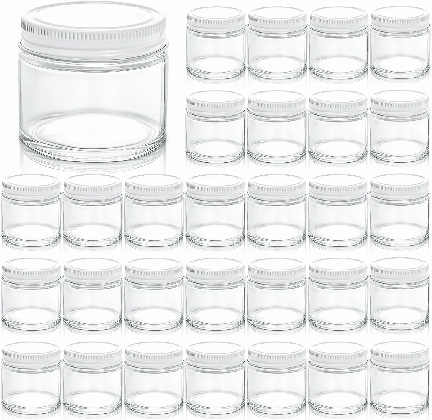 TOPZEA 30 Pack Small Glass Jars with Lids, 2 Oz Round Clear Straight Sided Canning Jars Spice Jars Mason Jars Food Container for Cream, Lotions, Ointments, Herbs, Spices and Wedding Favor