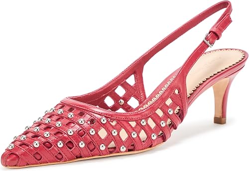 Cinq a Sept Women's rena cage Studded Slingback Pump, Bordeaux, 37.5