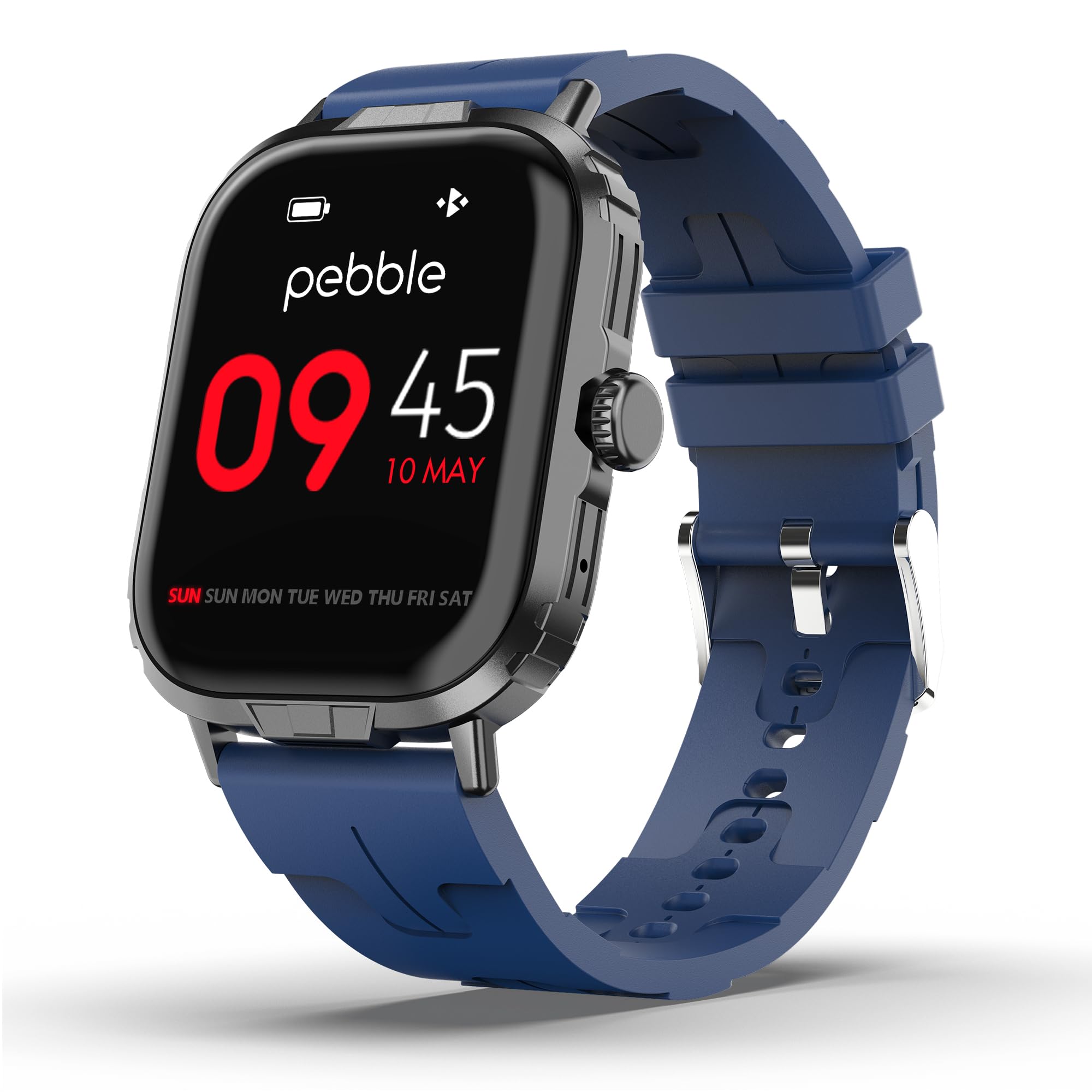 Pebble Nomad Pro 1.99” True HD Display, BT Calling, Health Suite, DIY Watch Faces, Rotating Crown, Multiple Sports Modes, Rugged Built, Alarm & Notification Smartwatch (Blue)