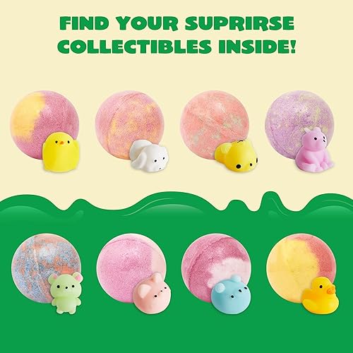 Miniatura 2 de Paquete de 8 bombas de baño de burbujas para niños con juguete esponjoso Mochi, juguete sorpresa en el interior, juego de aceite esencial natural
