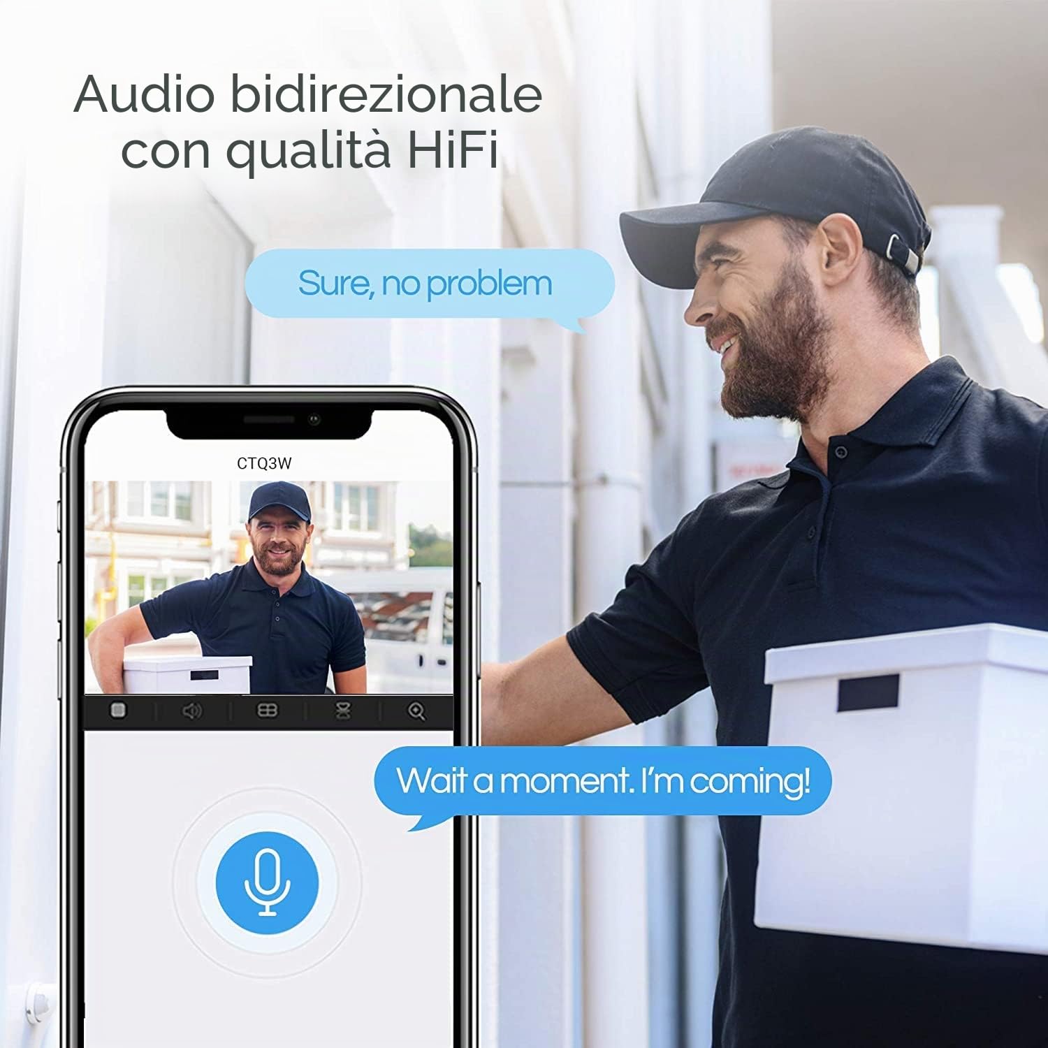 EZVIZ CTQ3W - Telecamera di sorveglianza WiFi esterna, con allarme sirena e flash, 30 m di visione notturna, IP66 impermeabile, audio bidirezionale, rilevamento del movimento