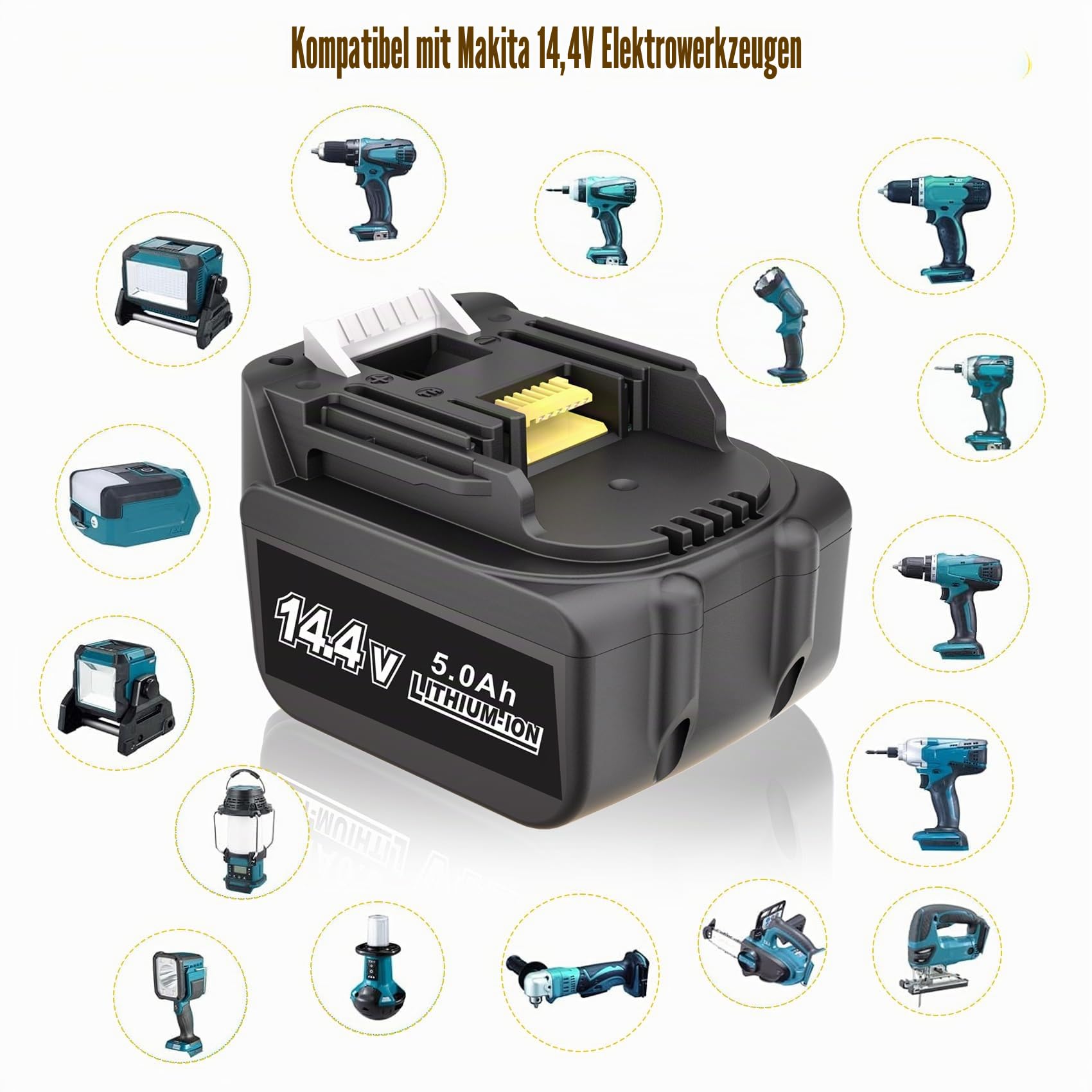 KUNLUN 2 X 14,4V 5,0Ah Ersatzakku für Makita BL1415 BL1415N BL1450 BL1430