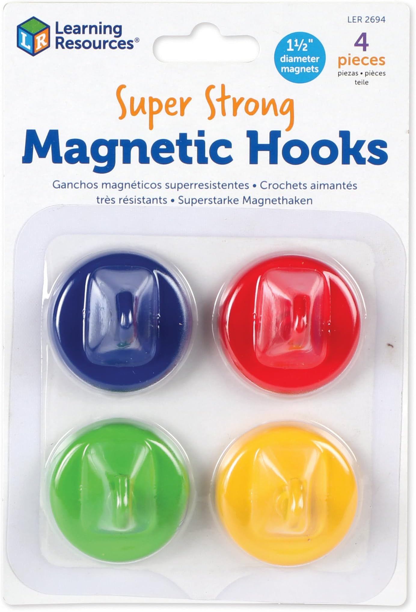 Super hooks Magnetic Hooks, Set of 4 - Strong Magnetic Hooks, Heavy Duty Classroom Magnet Hook, Home, Office, Kitchen, Locker, Magnet with Hook