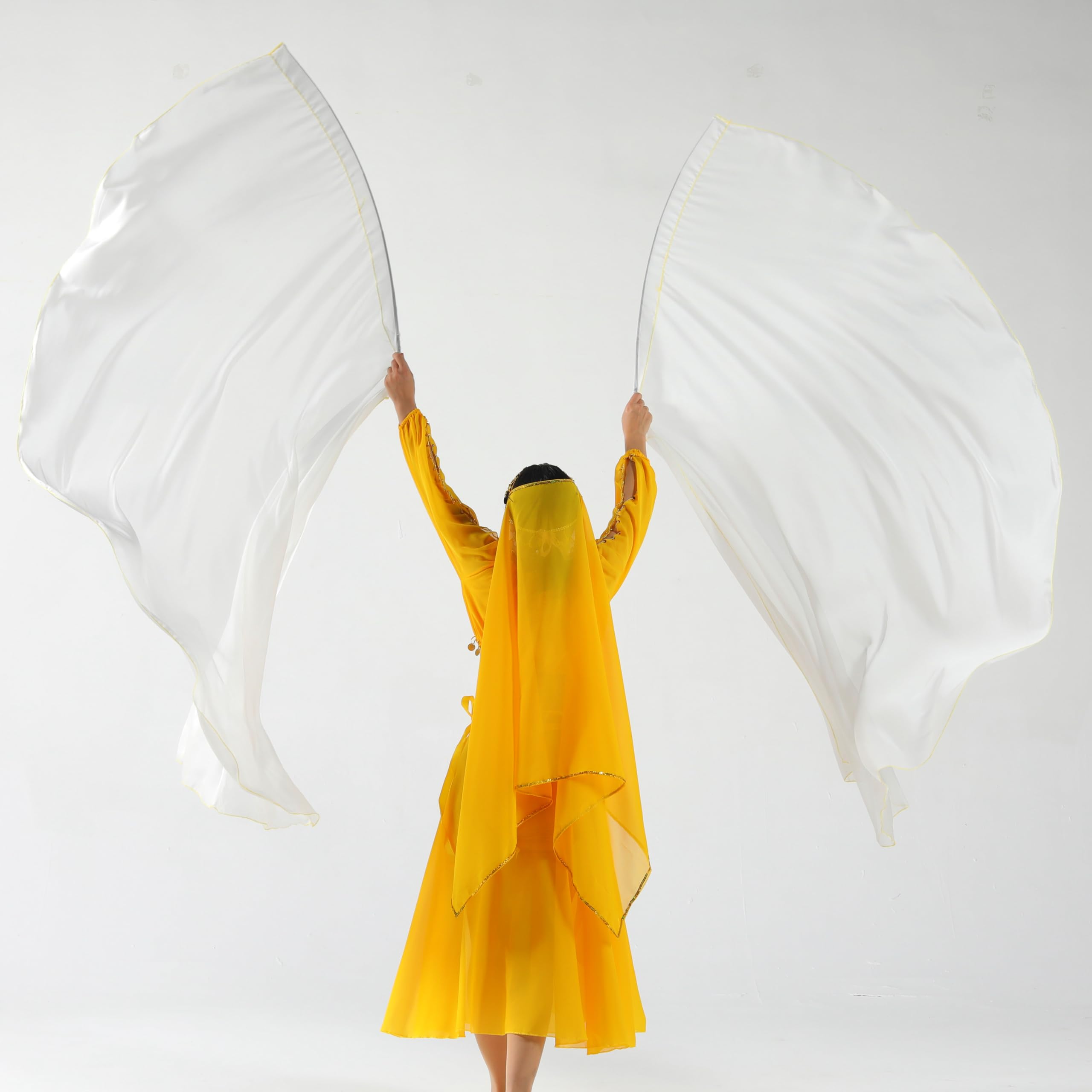 Baisdan 140 x 190 cm Bandiere di adorazione in chiffon con aste flessibile, bandiere di lode e danza di adorazione per la chiesa, adorazione profetica, danza di lode