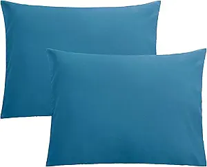 FLXXIE Microfiber Pillow Cases Standard Size, Soft Pillowcases with Envelope Closure, Wrinkle, Stain Resistant Pillow Covers, 20x26, Teal