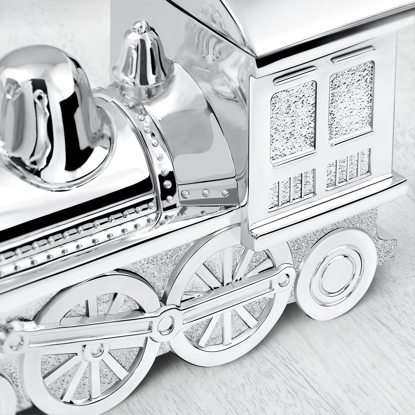 Maverton Tirelire Personnalisable en Métal Argenté pour garçon - Tirelire Enfant Épargne en Forme de Locomotive pour pièces et Billets - Cadeau Anniversaire Fille - Noël - Souvenir de baptême