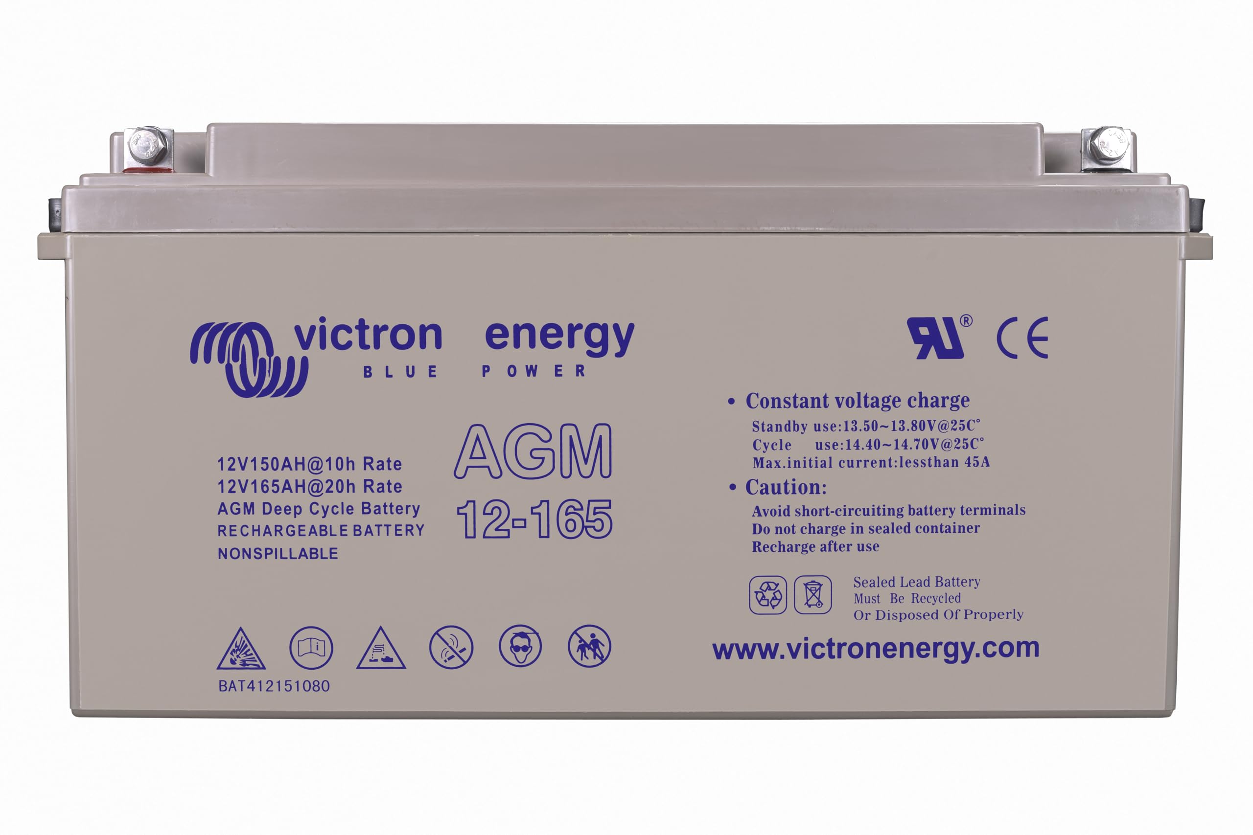 Victron Energy AGM 12V 220Ah Deep Cycle Akku Batterie 0% MwSt. - VRLA-AGM, Feuerfester ABS-Behälter, CE/UL