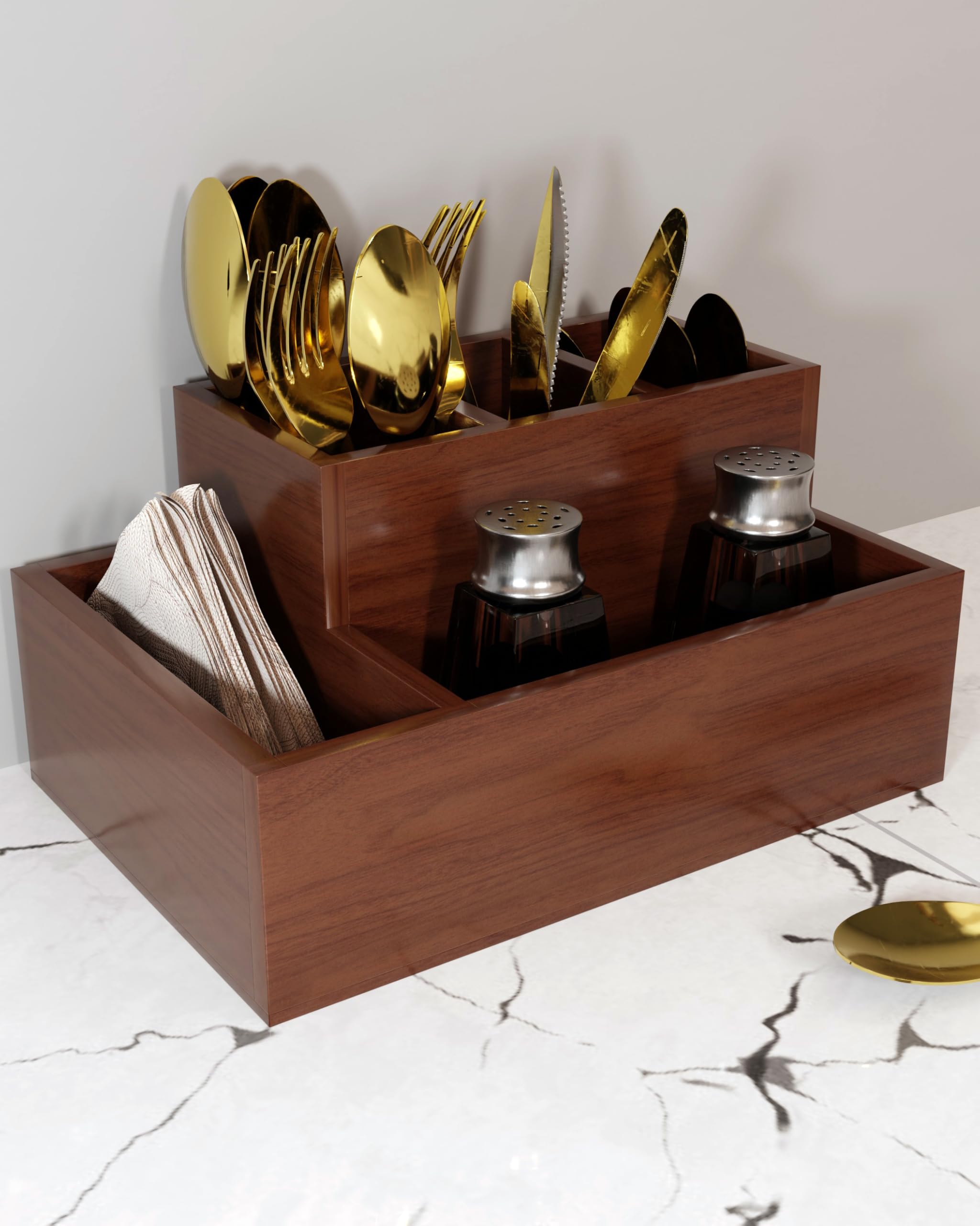 Blink & Buy Sheesham Cutlery Holder | Utensils Holder Natural Finished | Handcrafted Cutlery Case 5 Partitions | 8 Inches | Knife and Spoon Stand for Dining Table | Tissue holder (B0DFZP1MD9) Amazon Price History, Amazon Price Tracker