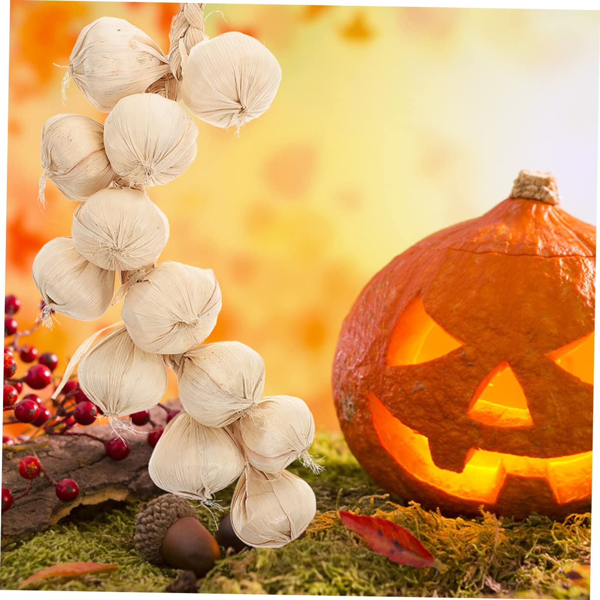 Artibetter Decorazioni Aglio Finto A Treccia - 2 Pezzi Per Cucina, Casa E Ristorante - Aglio Bianco In Schiuma Realistico - Foto 4