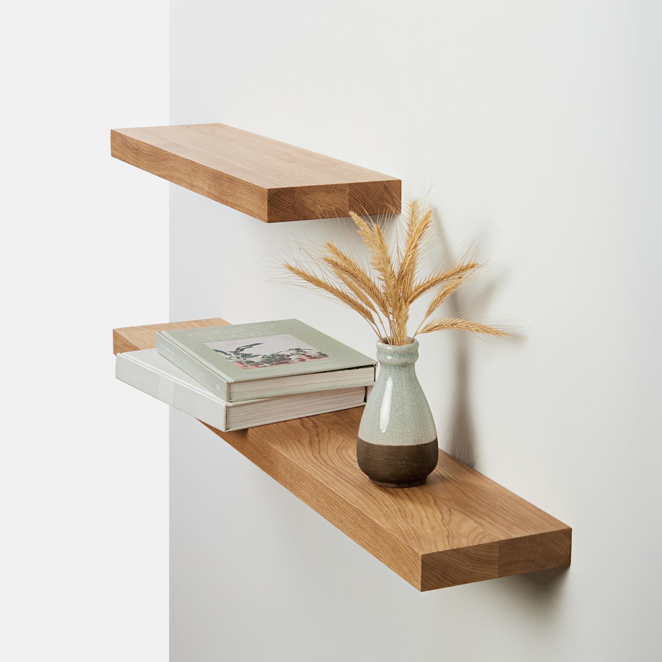 BestLoft Wandregal Wandboard Schweberegal Eiche ohne Baumkante Naturkante Regal Schweberegal Holzregal Bücherregal Wand Wandregal Holz kleines Regal Küchenregal Wand Shelf (80cm)