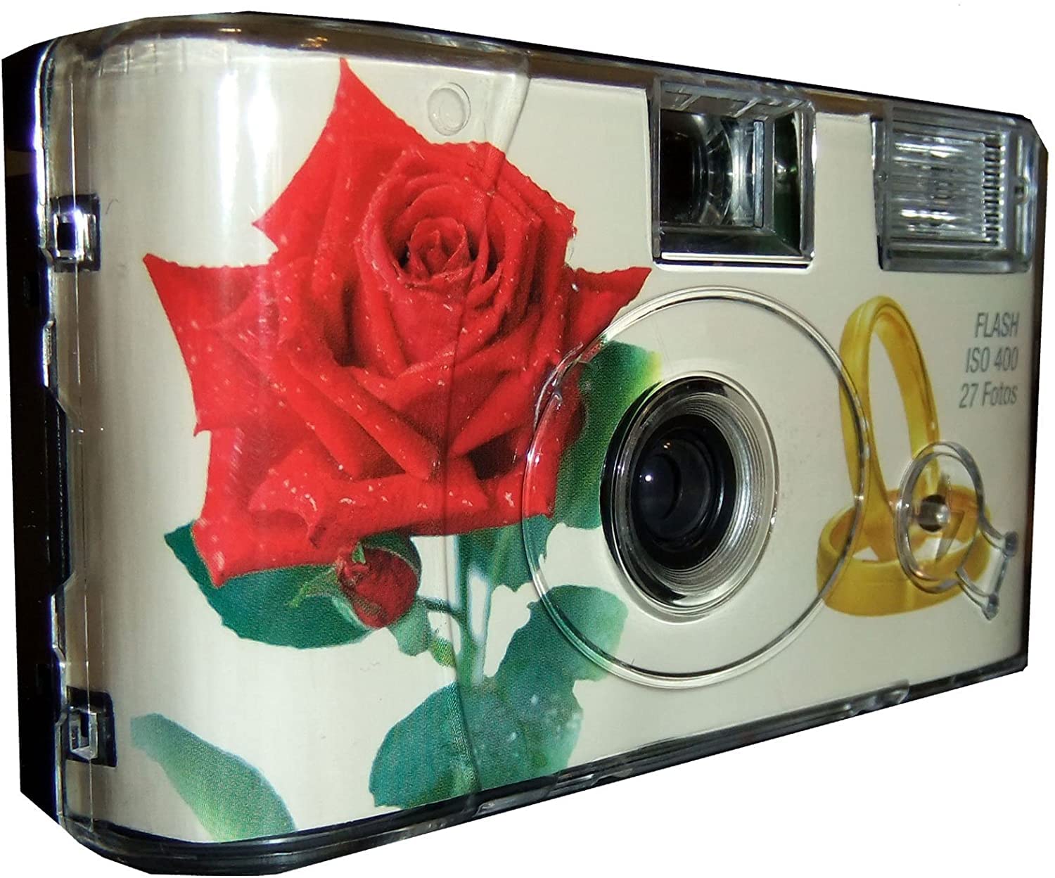 Photo PORST 2 cámaras desechables 1A Edition Rose & Rings, con flash, pilas y película (2 unidades, 27 disparos, película de color de 35 mm)