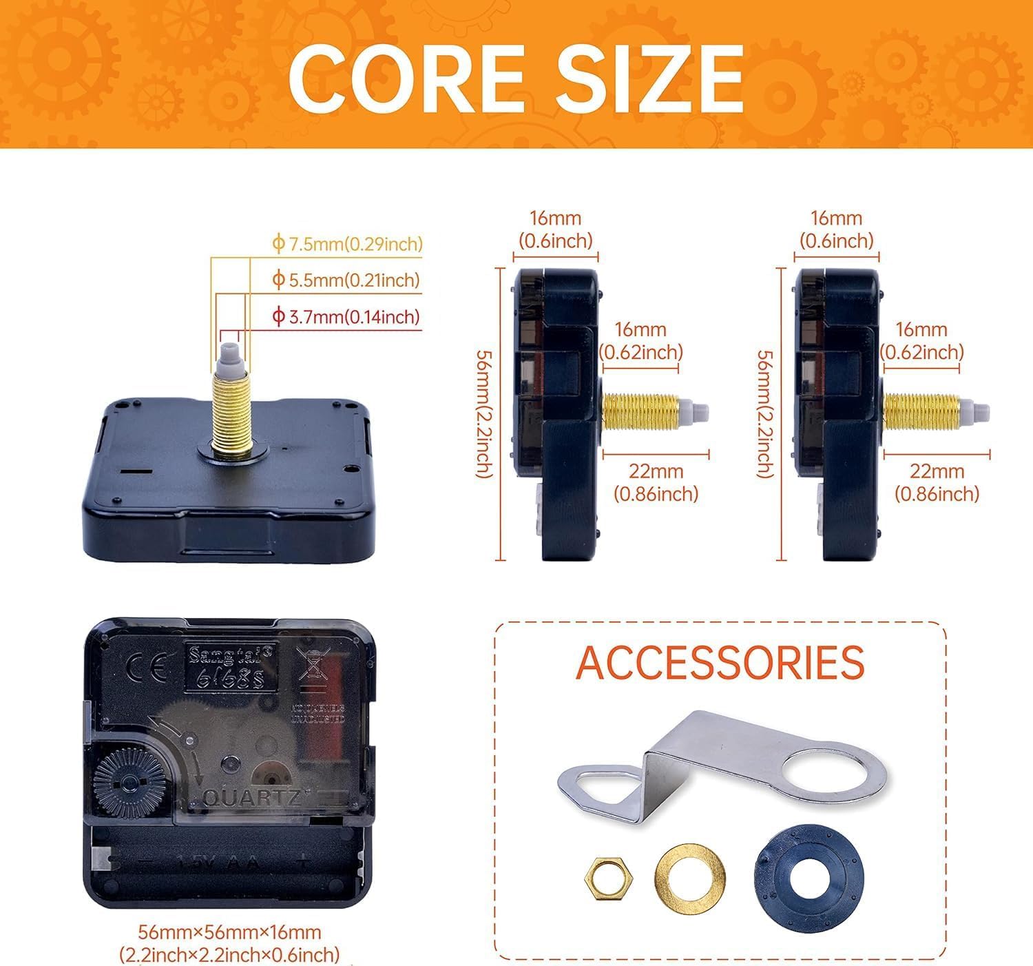 Wijzerplaat Wandklok Mechanism 4 Sets DIY Wandklok Kwartsuurwerk Vervanging Klok DIY Reparatie Onderdelen () Klok Wijzers Set Witte Klok Uurwerk met