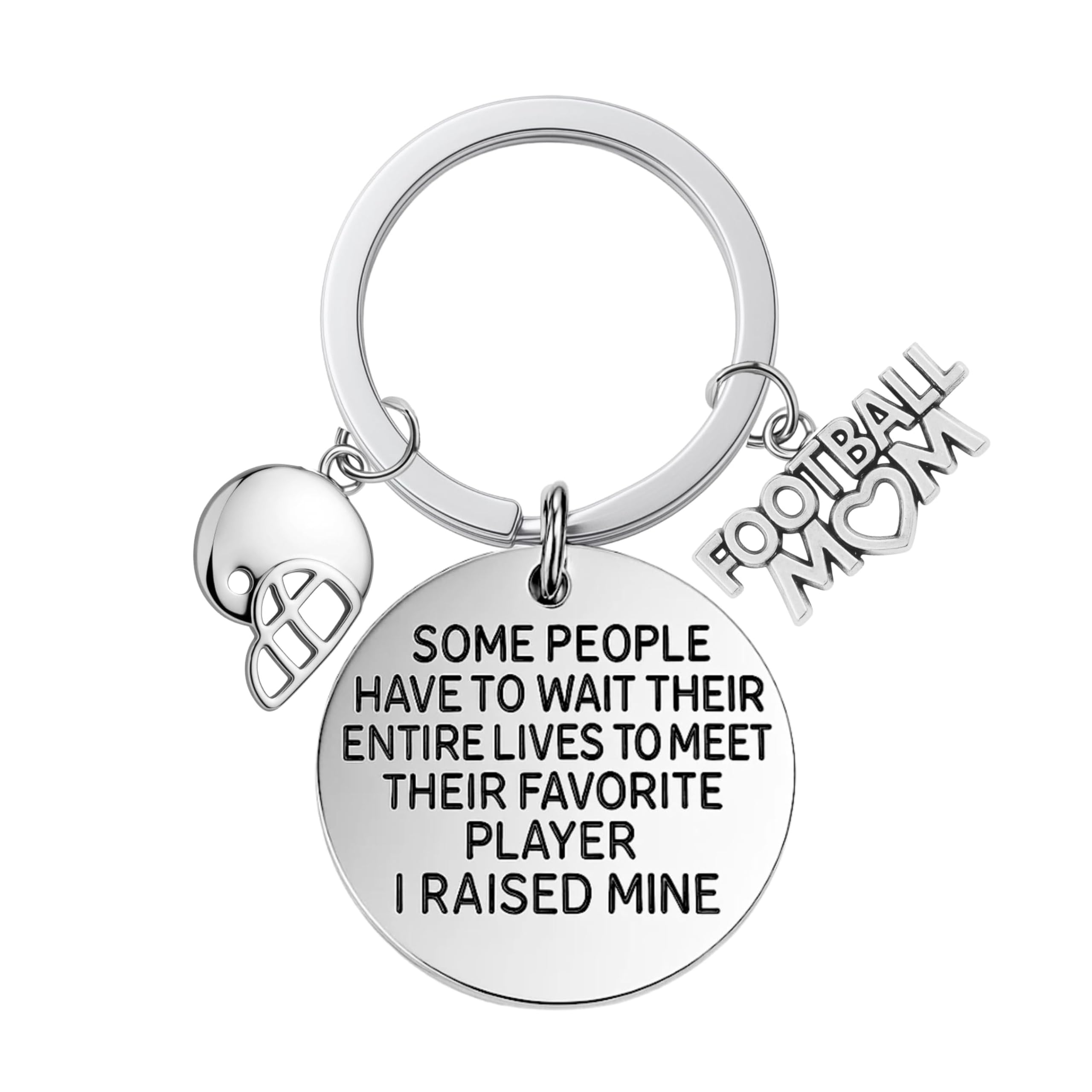Sportybella Football Mom Keychain – I Raised My Favorite Player Quote with Helmet and Charm, Gift for Proud Moms of Football Players, Senior Night or