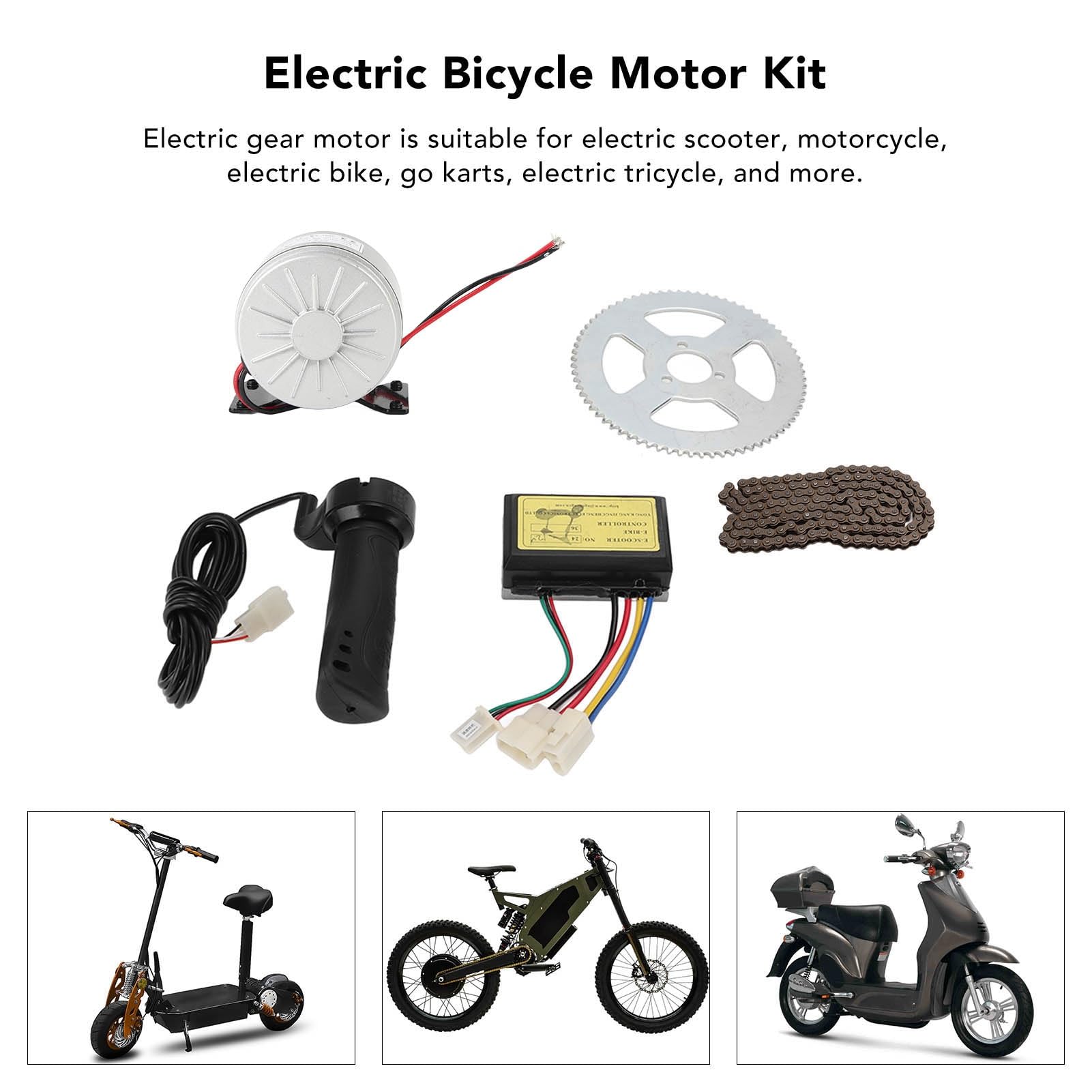 12V 250W Elektromotor, Hochgeschwindigkeitsmotor -Kit mit Controller, 2750 U/min E -Zyklus -Umrechnungskit für Elektromotor und Motorrad