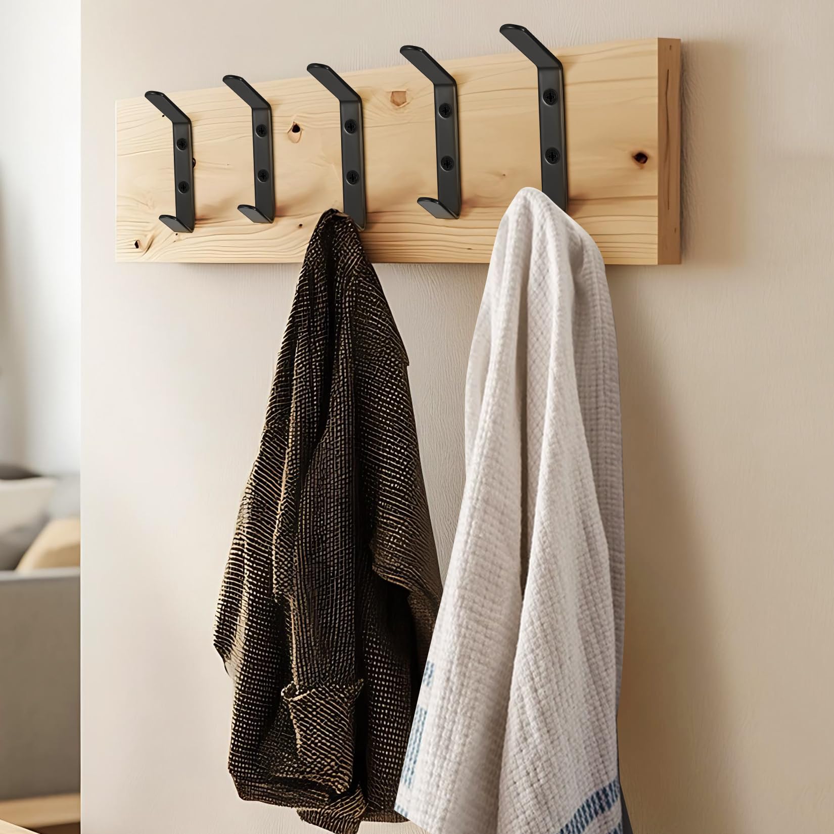 Appendiabiti Da Terra Appendiabiti Da Parete Moderno In Legno Con 4 Ganci - 38 Cm, Colore Nichel Satinato/Bianco, Facile Montaggio Appendiabiti 4 Ganci