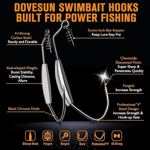 Miniatura 2 de Dovesun 12 anzuelos de pesca con peso para agua salada y agua dulce, sin hierbas, para pesca de lubina 30 50