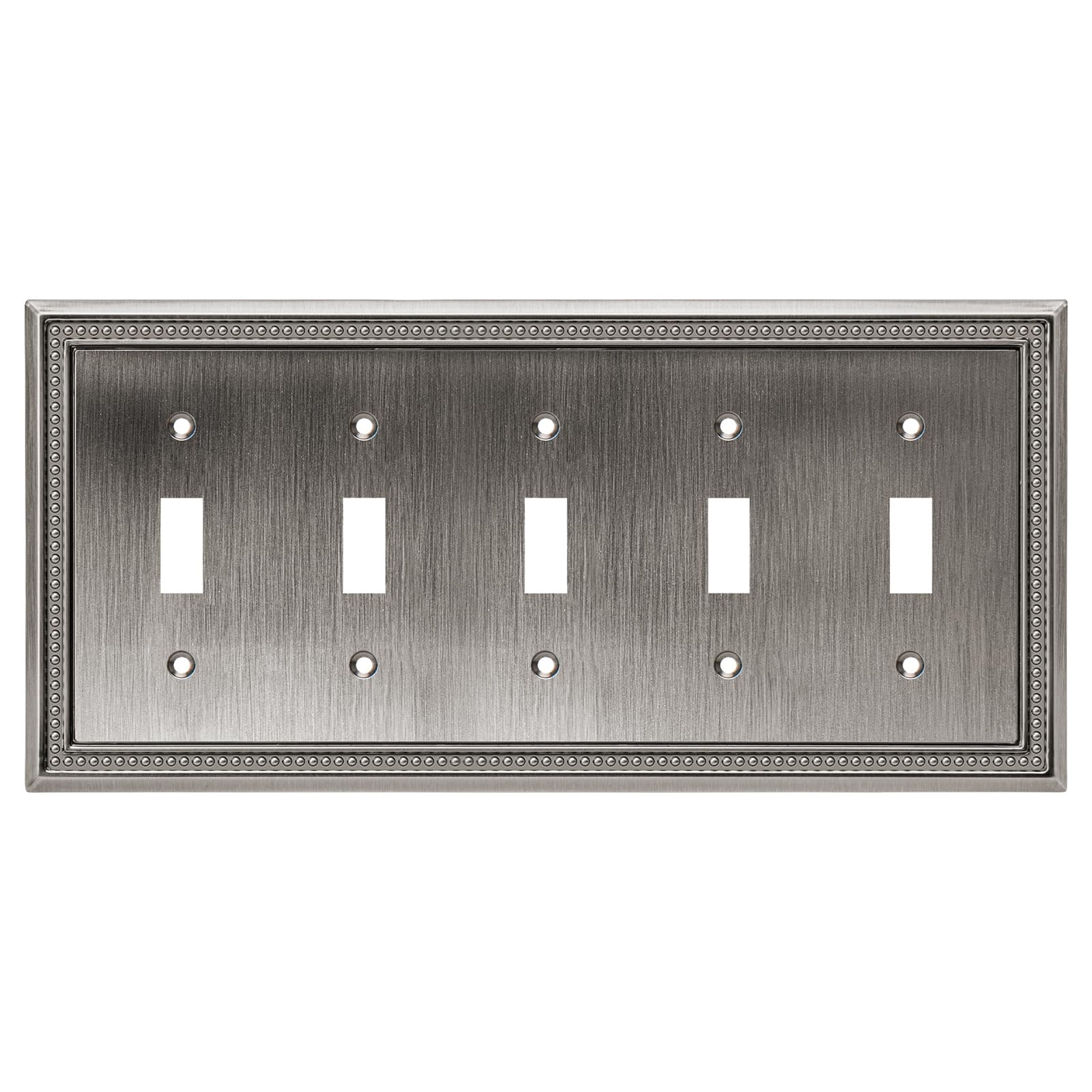 Henne Bery Sunken Pearls Wall Plate, 5-Gang Toggle, Antique Nickel