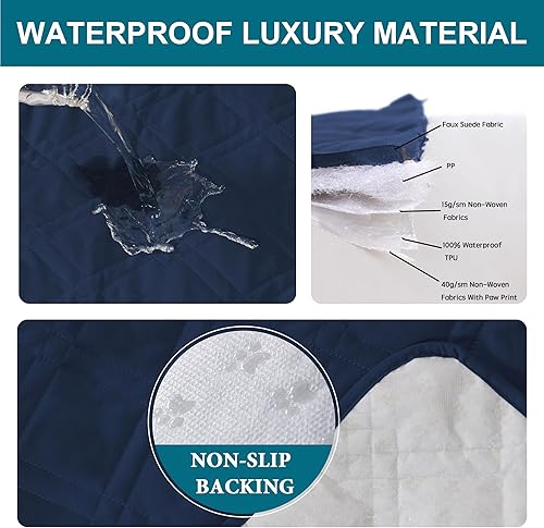 Miniatura 3 de Turquoize Fundas impermeables para reposabrazos para sillas y sofás, fundas para reposabrazos de sofá con bolsillo lateral, protector de muebles