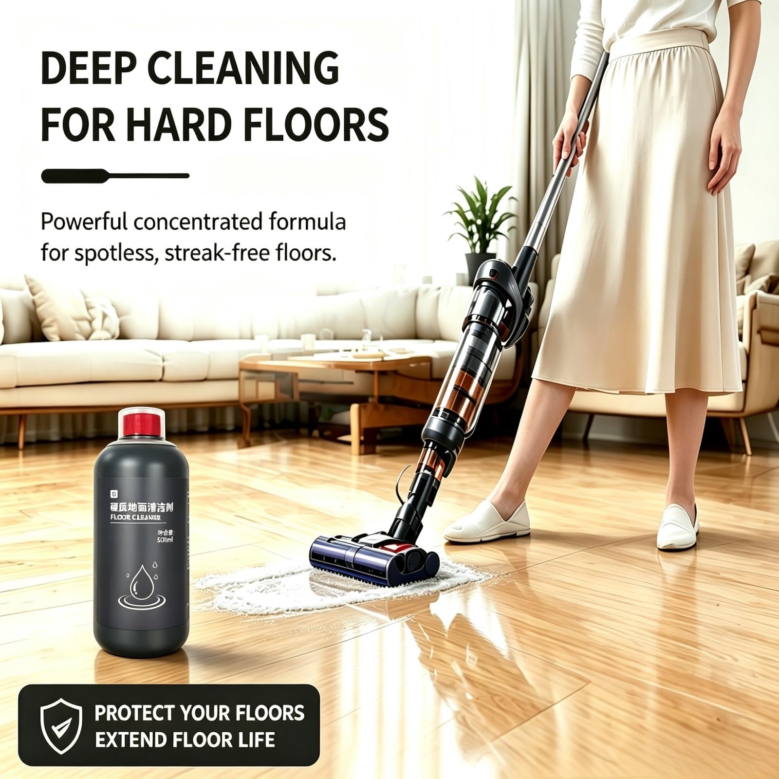 Detergente Pavimenti Concentrato, Compatibile Con Dyson WashG1 | Detergente concentrato for pavimenti duri da 500 ml, formula delicata a bassa schiuma. Nessun danno al pavimento(2pcs)