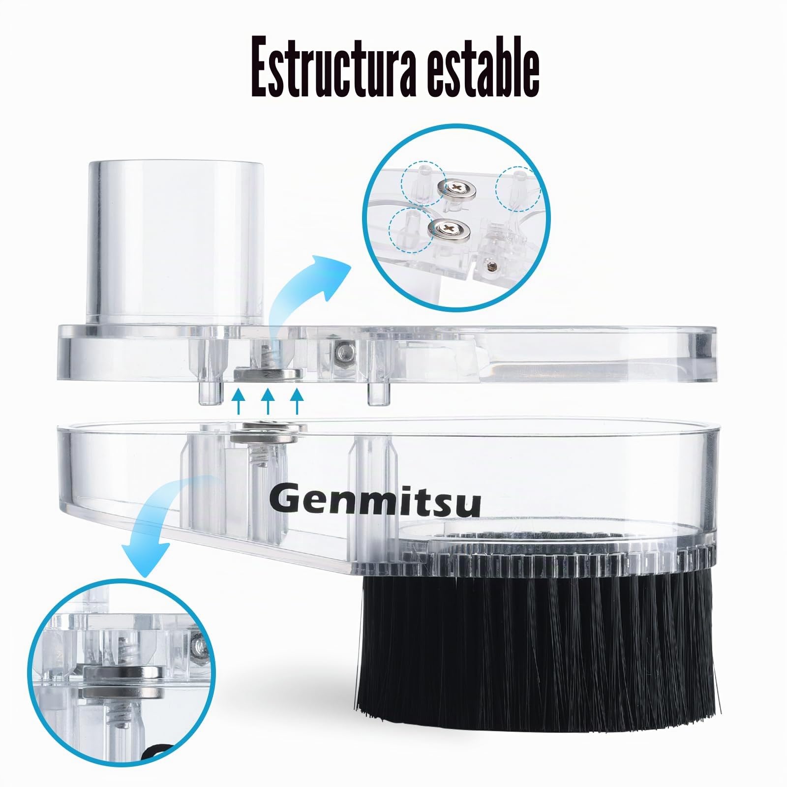 Genmitsu CNC Zapata para polvo para máquinas CNC Motor de husillo/enrutador compacto con un diámetro neto de 65 mm/69 mm, adaptador de manguera de diámetro exterior 38 mm, transparente