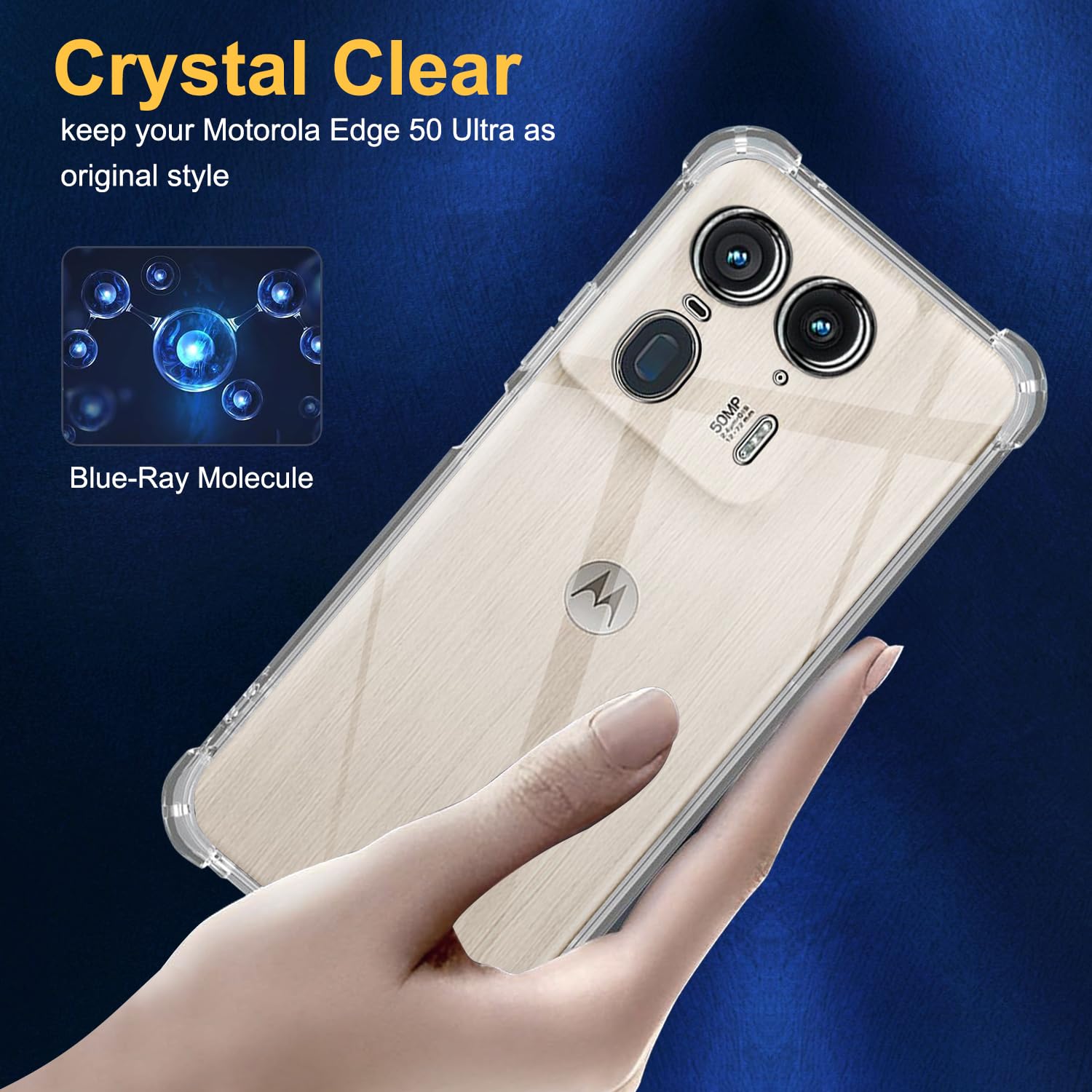 ISOI Schutzhülle Für Motorola Edge 50 Ultra – Transparent, Mit Airbag-Stoßfänger & TPU Silikon