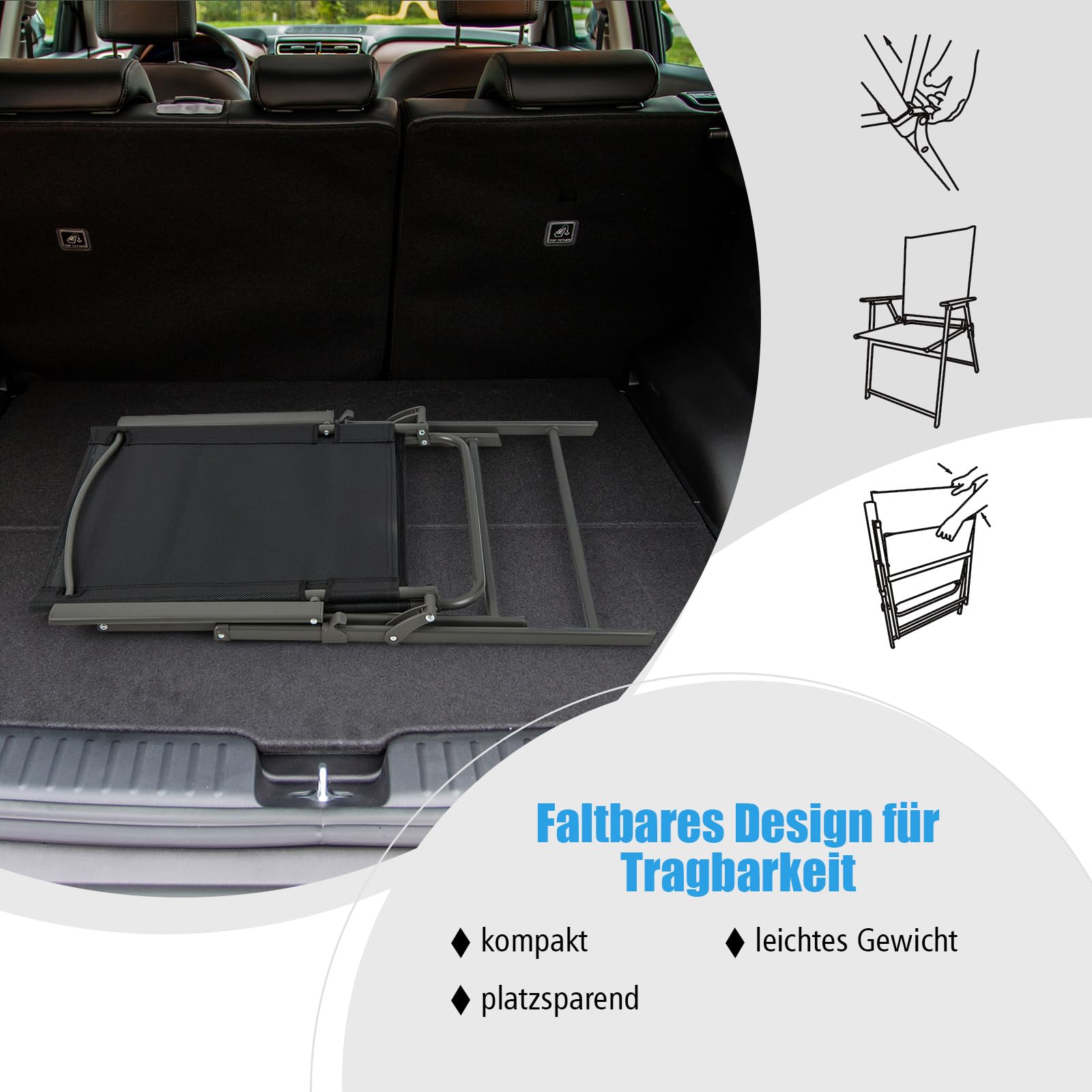 COSTWAY Set van 2 tuinstoelen, hoge klapstoelen met voetensteun, zithoogte 63 cm, inklapbare barkrukken tot 150 kg belastbaar, balkonstoelen voor balkon, tuin, zwembad