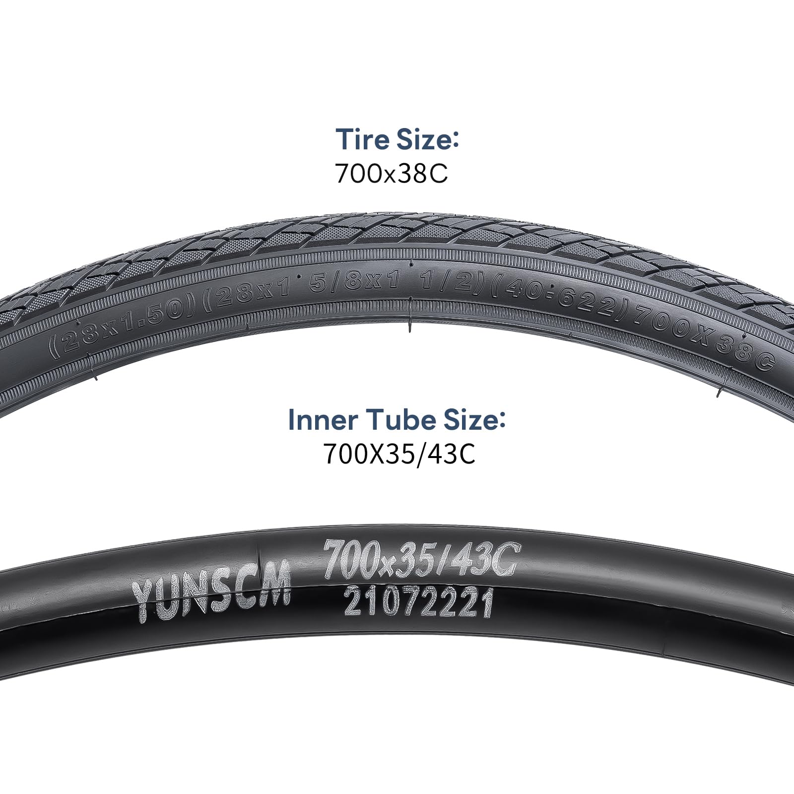 YunSCM 2Pcs Faltbar 28 Zoll Reifen 28x1.50 700x38C Mantel 40-622 Plus 2Pcs 700C Schlauch AV48/FV48 kompatibel 700C City Bikes, Rennräder 700x38C 700x40C 38-622 Fahrradreifen und schlauche
