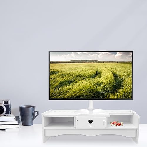 Miniatura 7 de BESPORTBLE Soporte elevador para monitor de computadora con cajón, organizador de escritorio para oficina en casa, estante de almacenamiento